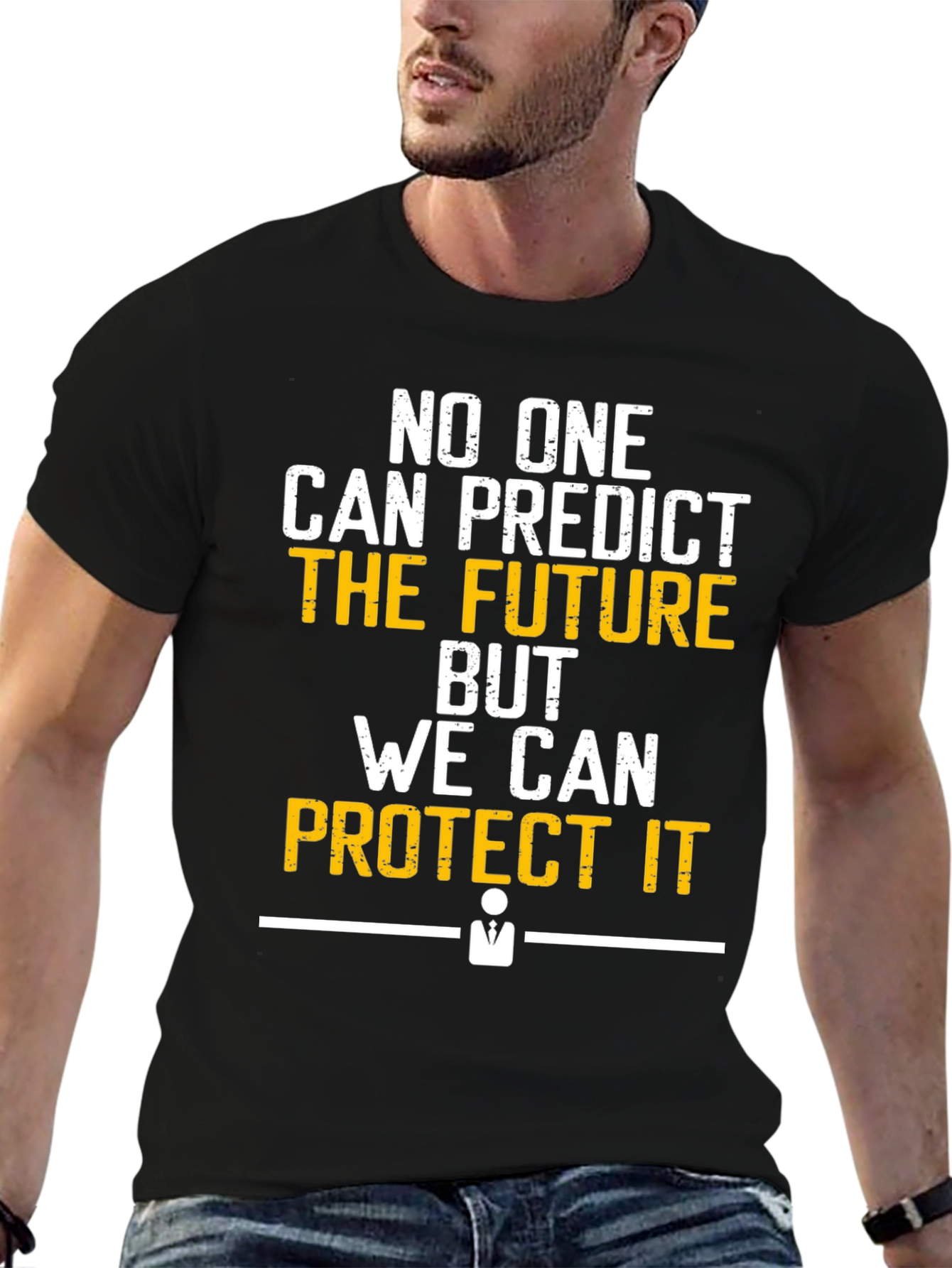 Black No One Can Predict the Future T-Shirt view 6
