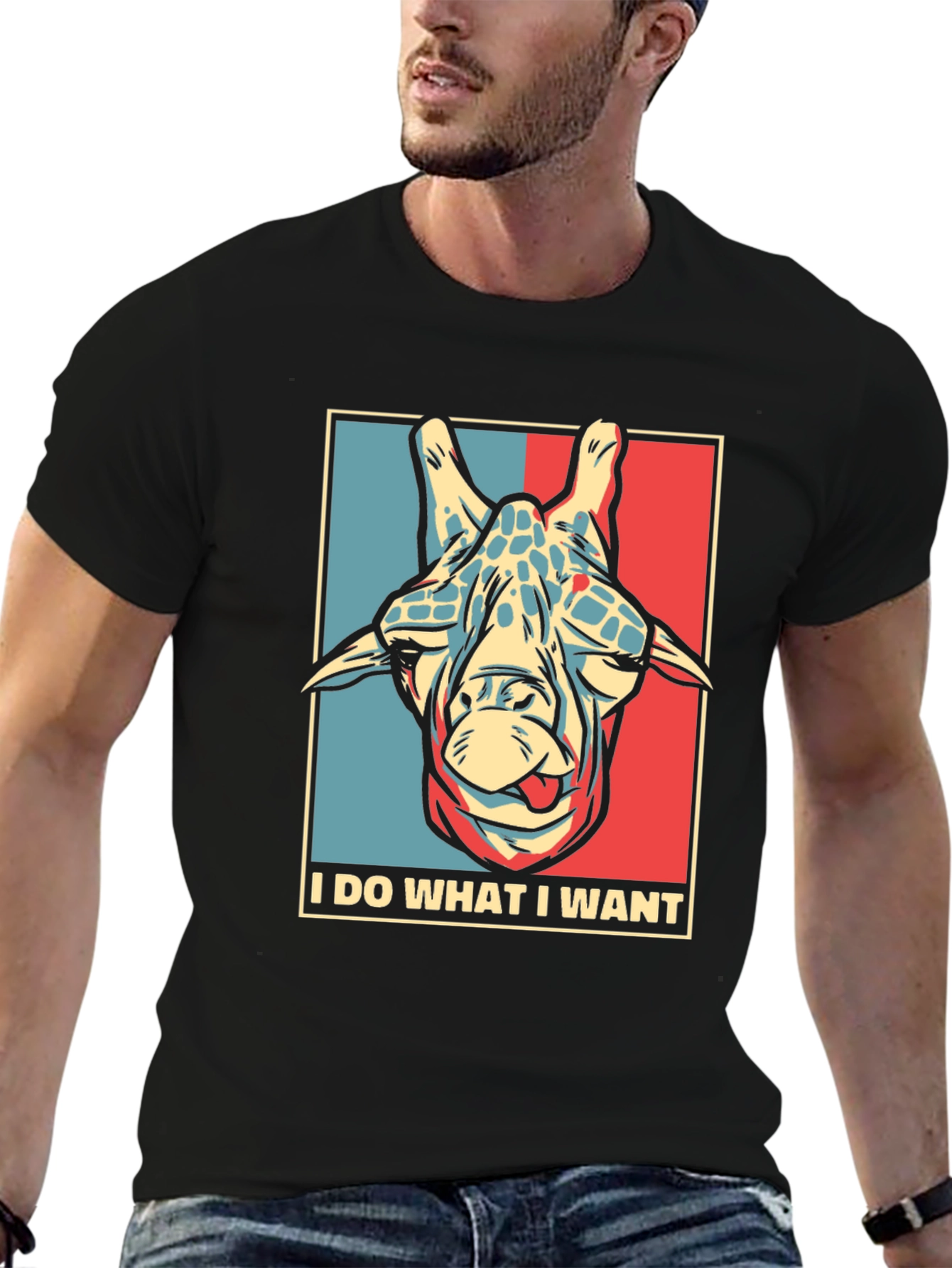 Black I DO WHAT I WANT Giraffe T-Shirt view 6