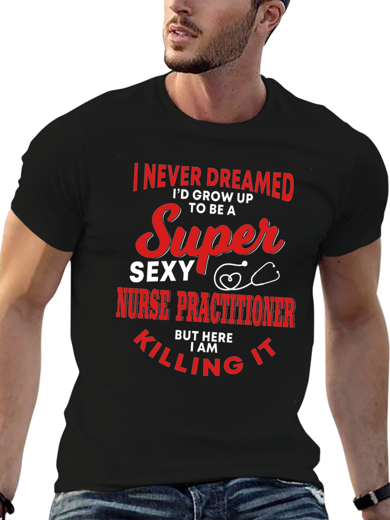 Black Super Sexy Nurse Practitioner Novelty Tee view 6