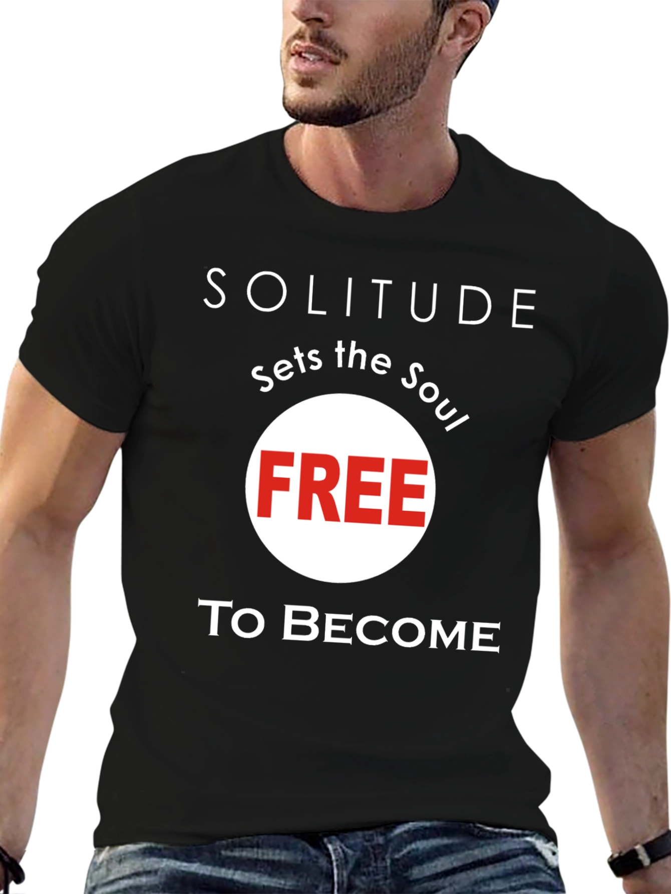 Black Solitude Sets the Soul Free T-Shirt - Stylish Unisex Tee view 6