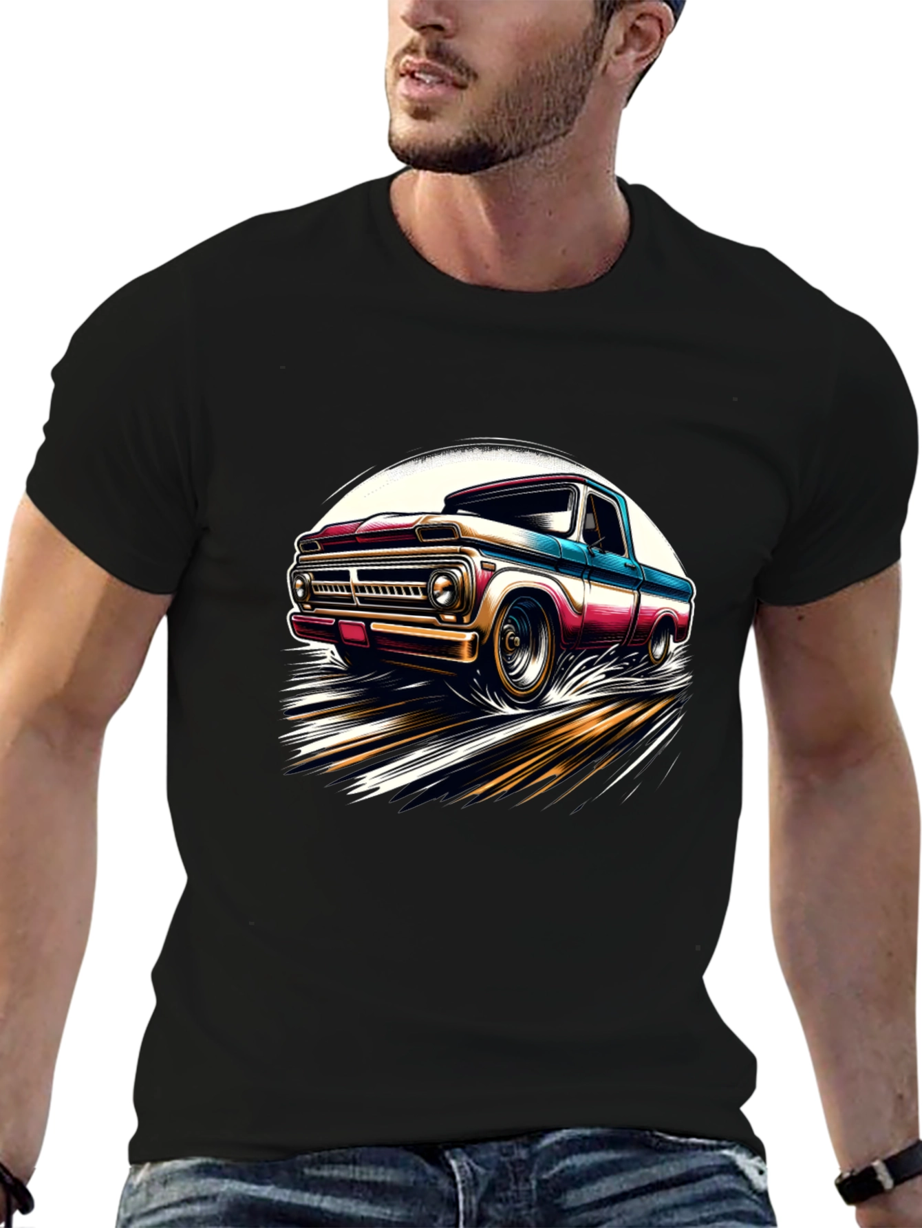 Black Vintage Truck Graphic Tee - Classic Cool Style view 6