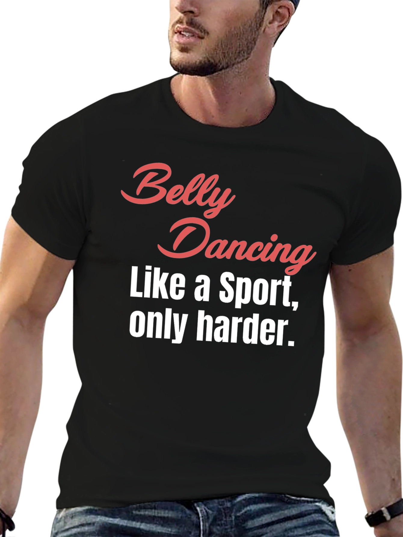 Black Belly Dancing Sport T-Shirt - Funny Workout Tee view 6