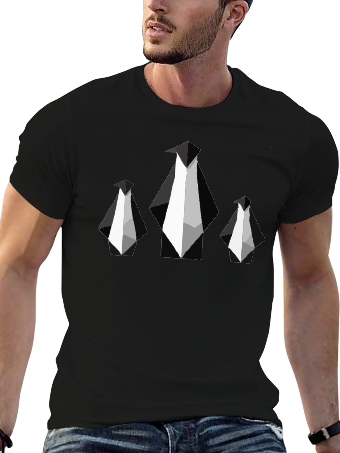 Black Geometric Tuxedo T-Shirt - Modern Formal Wear view 6