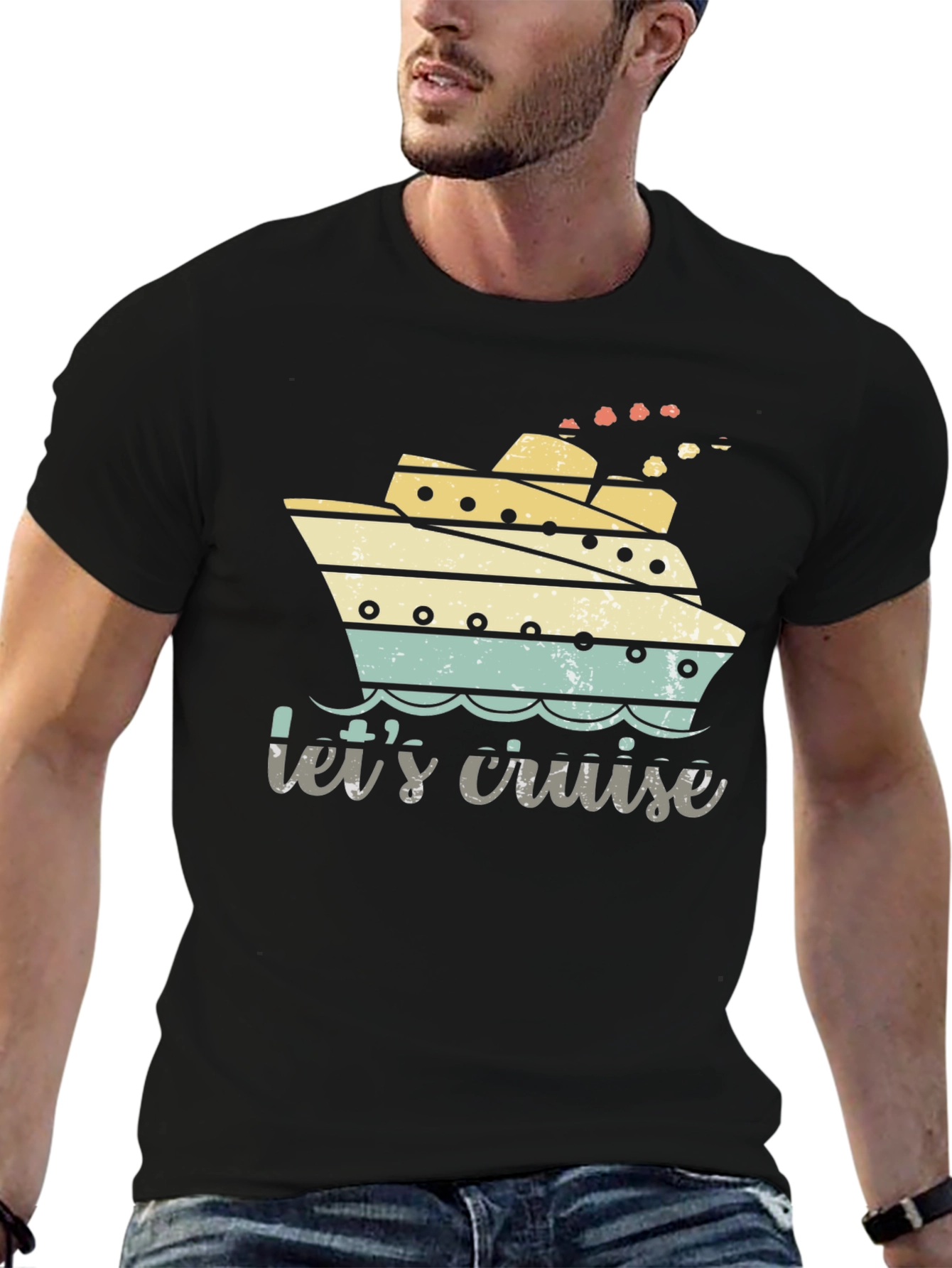Black Let's Cruise Tee - Nautical Vacation Shirt view 6