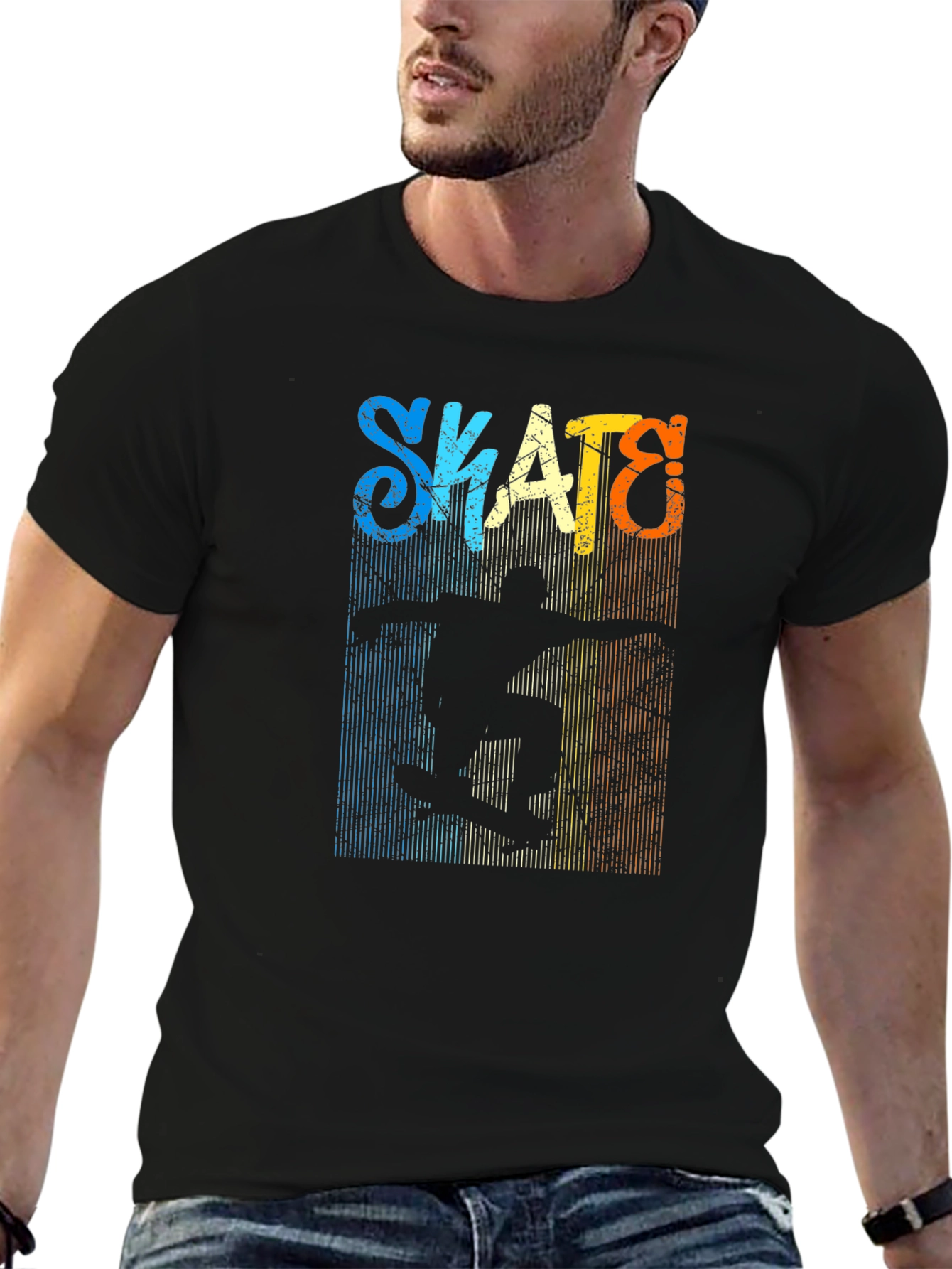 Black Retro Skate Graphic T-Shirt - Black view 6