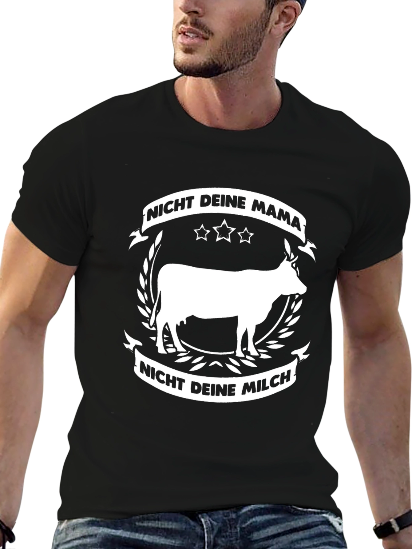 Black Nitch Deine Mama Graphic T-Shirt - Black Cotton Tee view 6