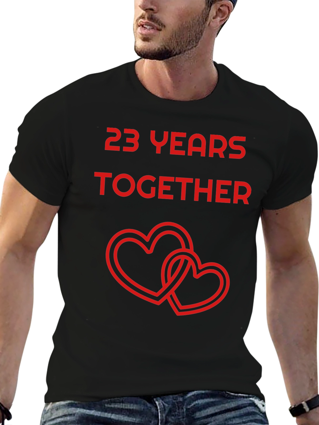Black 23 Years Together Anniversary T-Shirt view 6