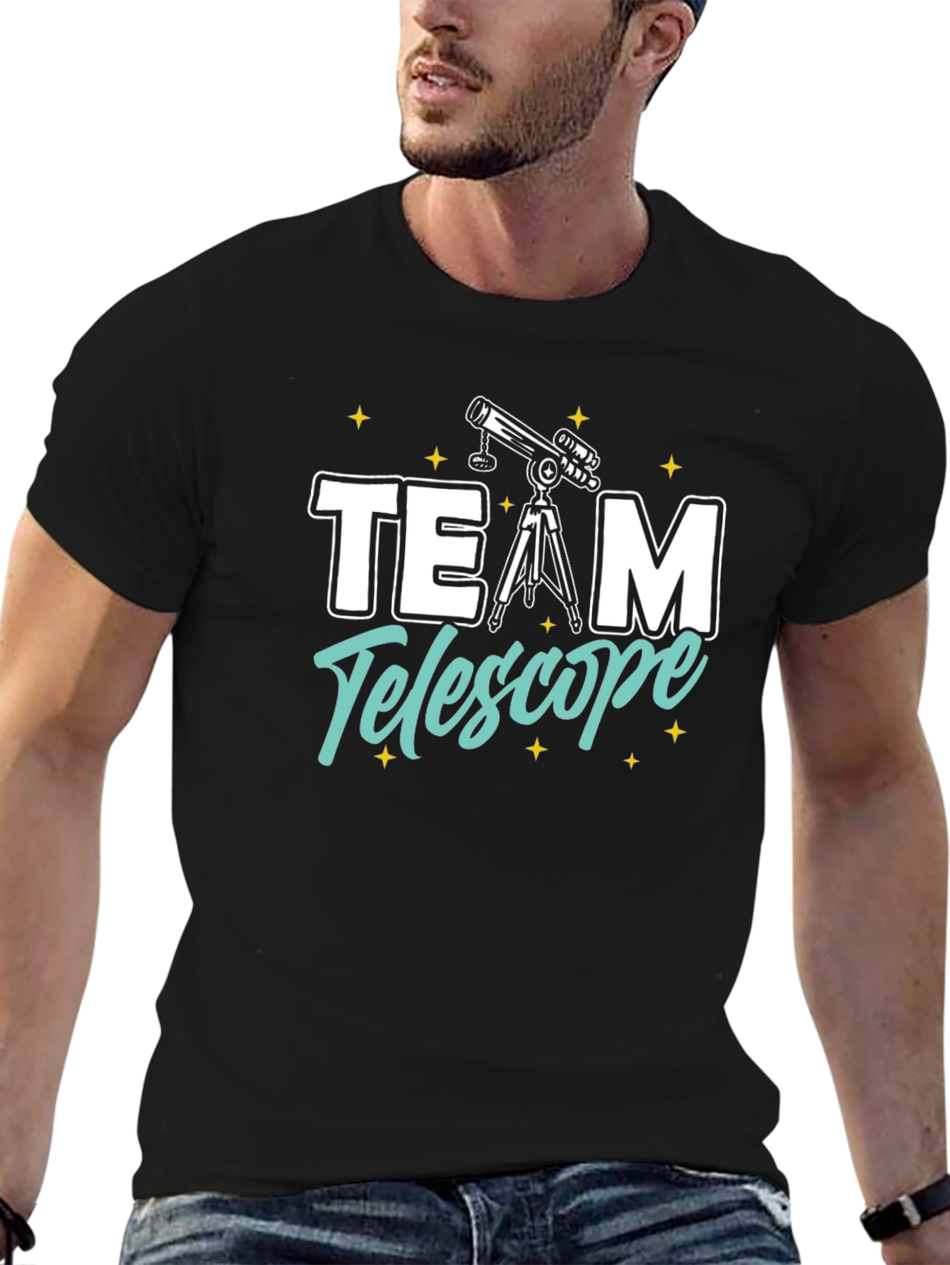 Black Team Telescope Black Graphic Tee view 6