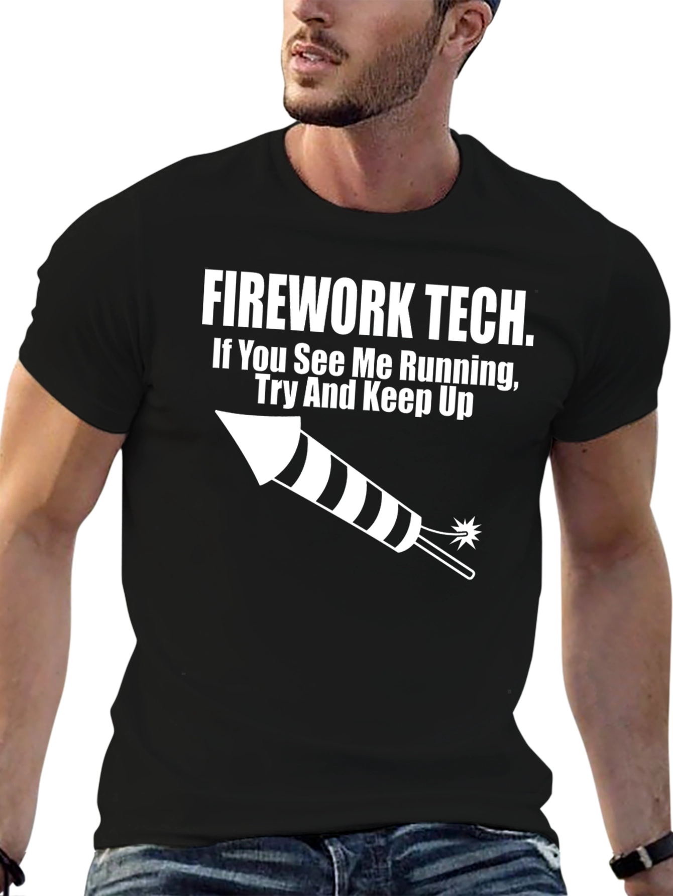 Black Firework Tech Graphic Tee - Try And Keep Up view 6