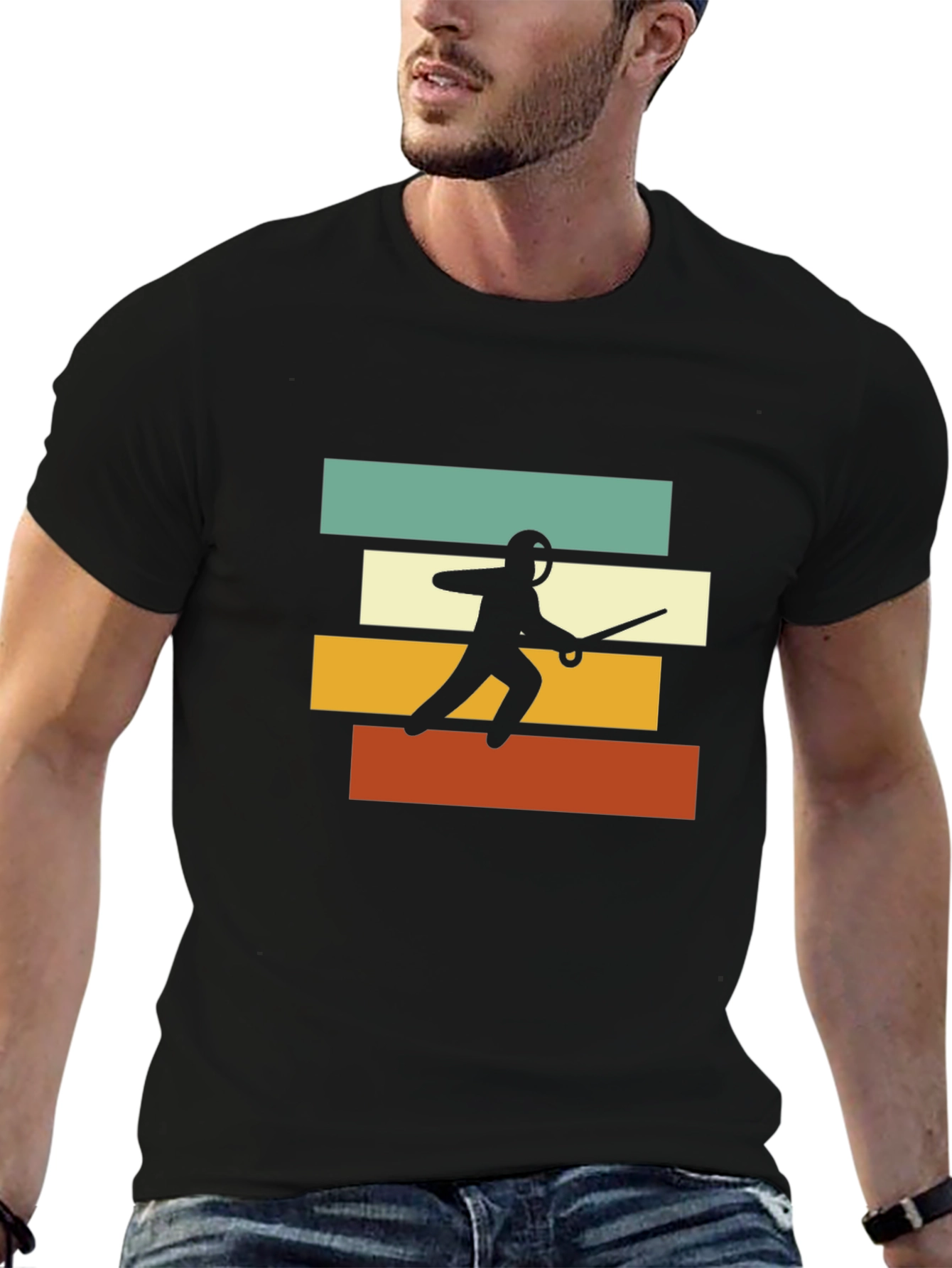 Black Fencing Retro T-Shirt - Black view 6