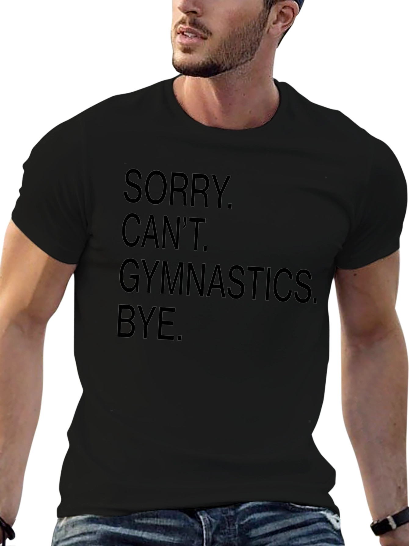 Black Sorry Can't Gymnastics Black Graphic Tee view 6