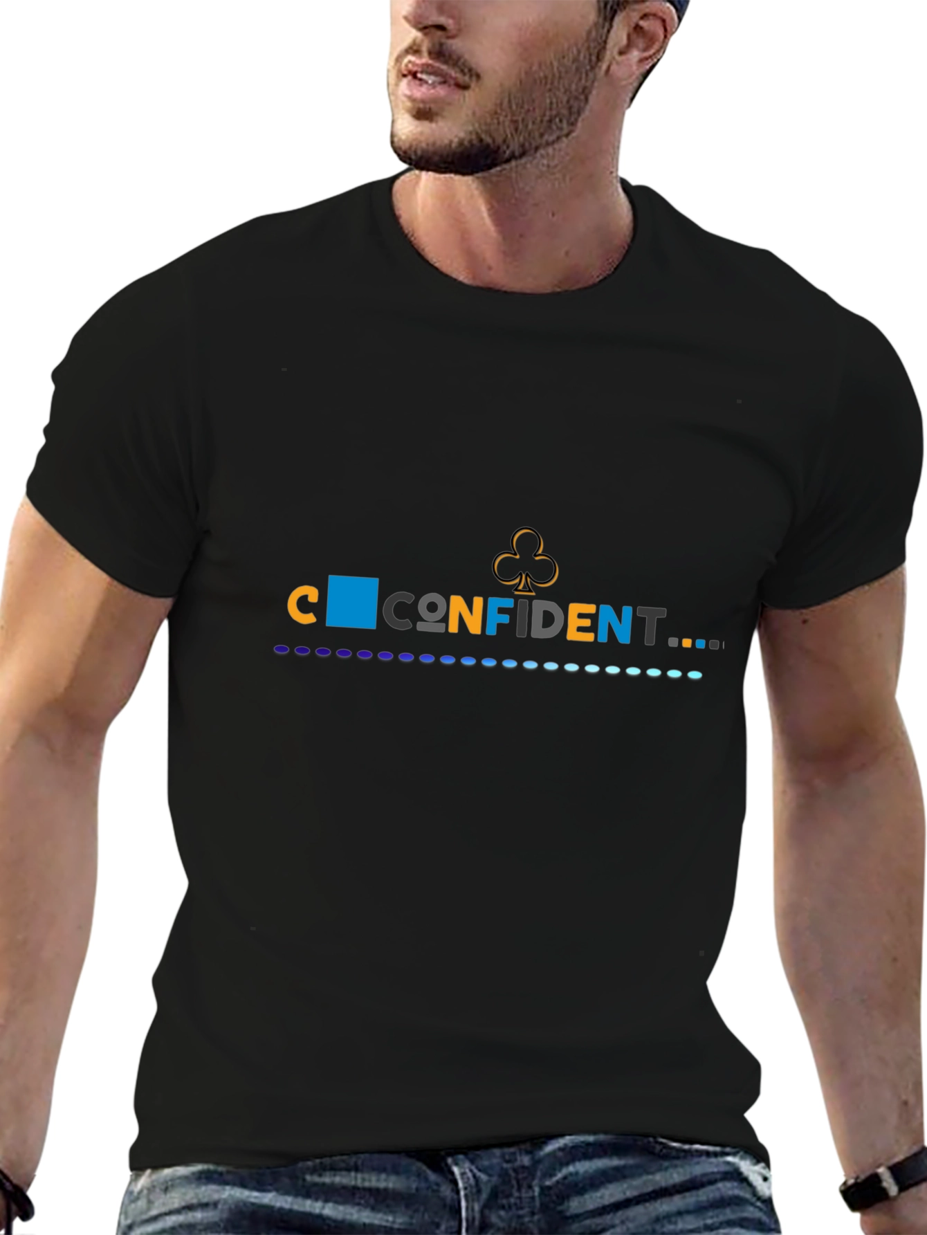 Black Confident Graphic Print Black T-Shirt view 6