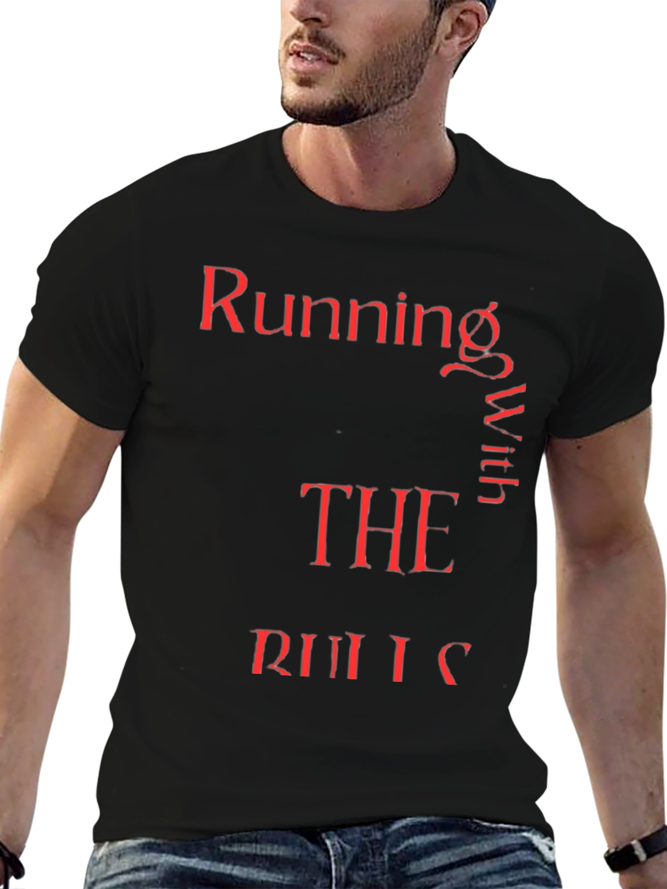 Black Running With The Rules Red Text Graphic Tee view 6