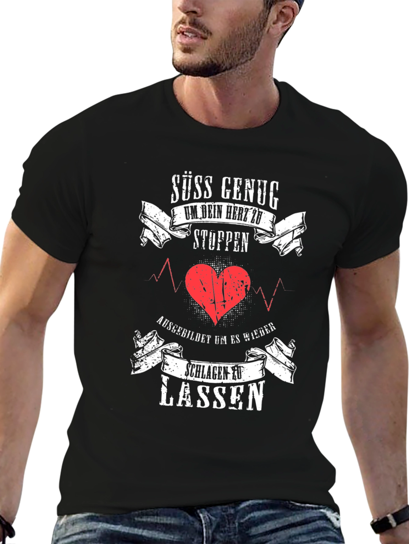 Black Humorous German Slogan Graphic Tee view 6
