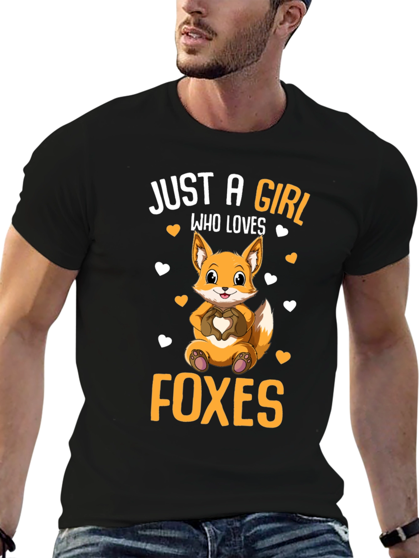 Black Just A Girl Who Loves Foxes T-Shirt view 6
