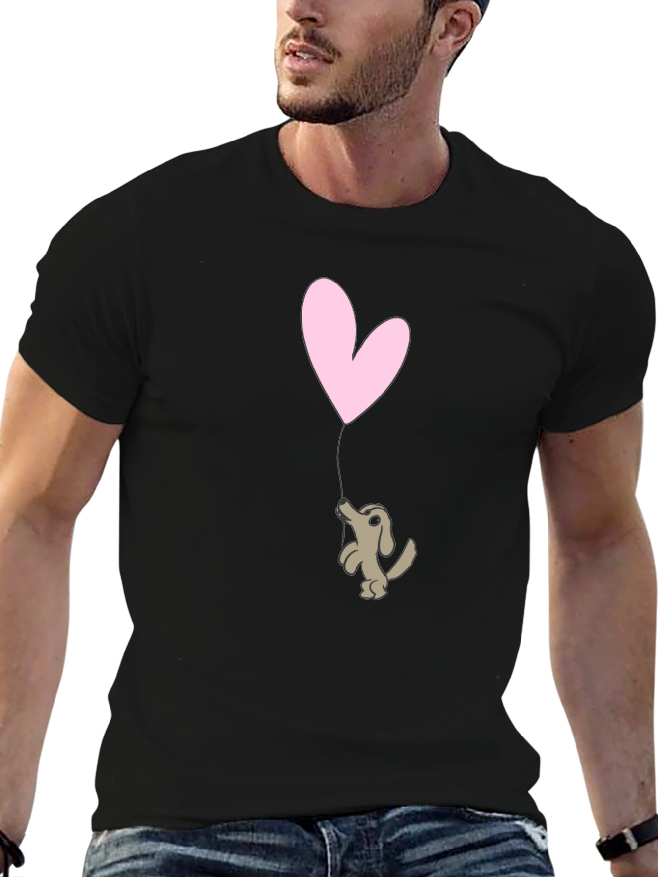 Black Puppy Love Graphic Tee - Black Cotton T-Shirt view 6