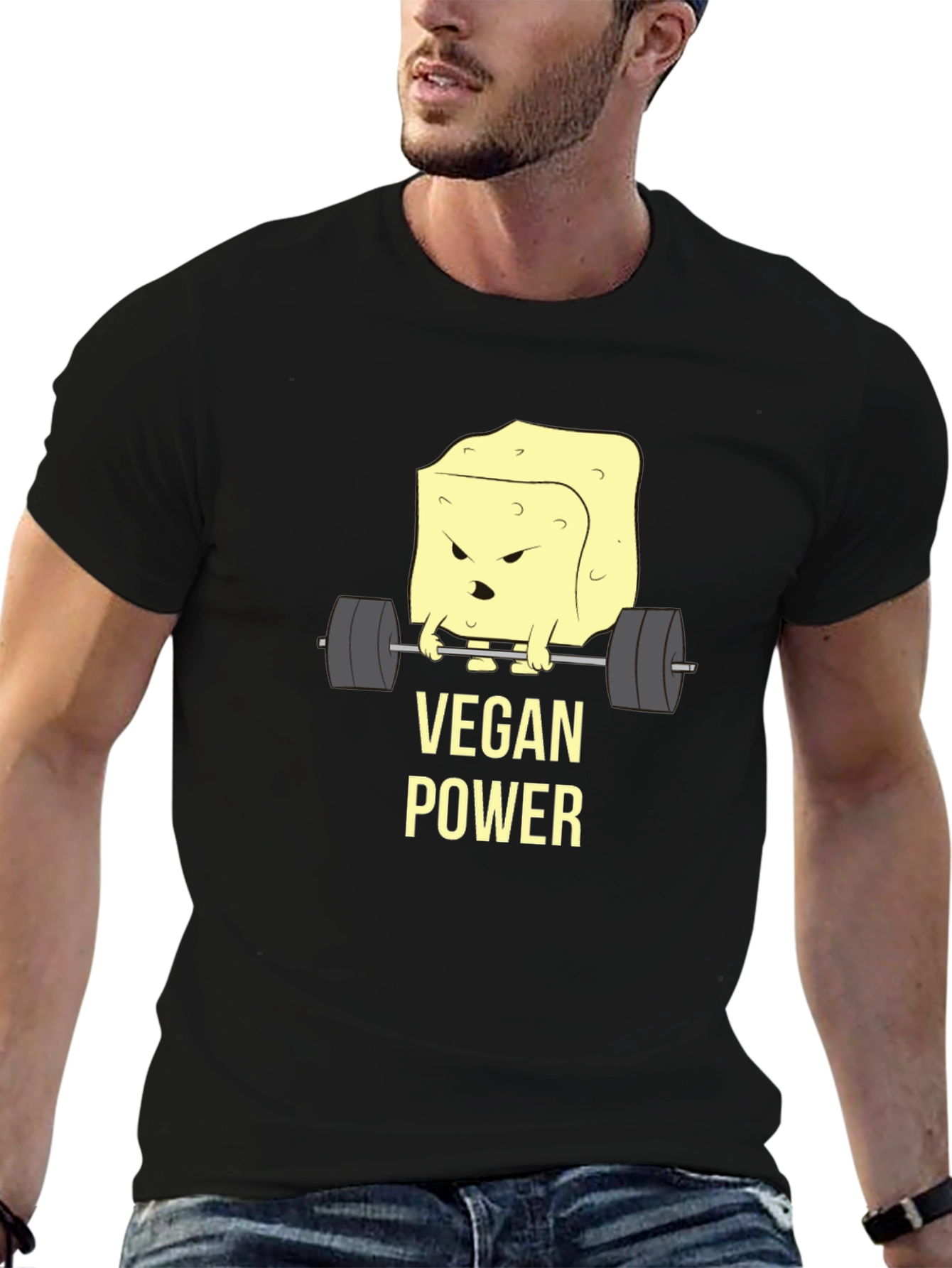 Vegan Power T-Shirt - Weightlifting Tofu Design - 6