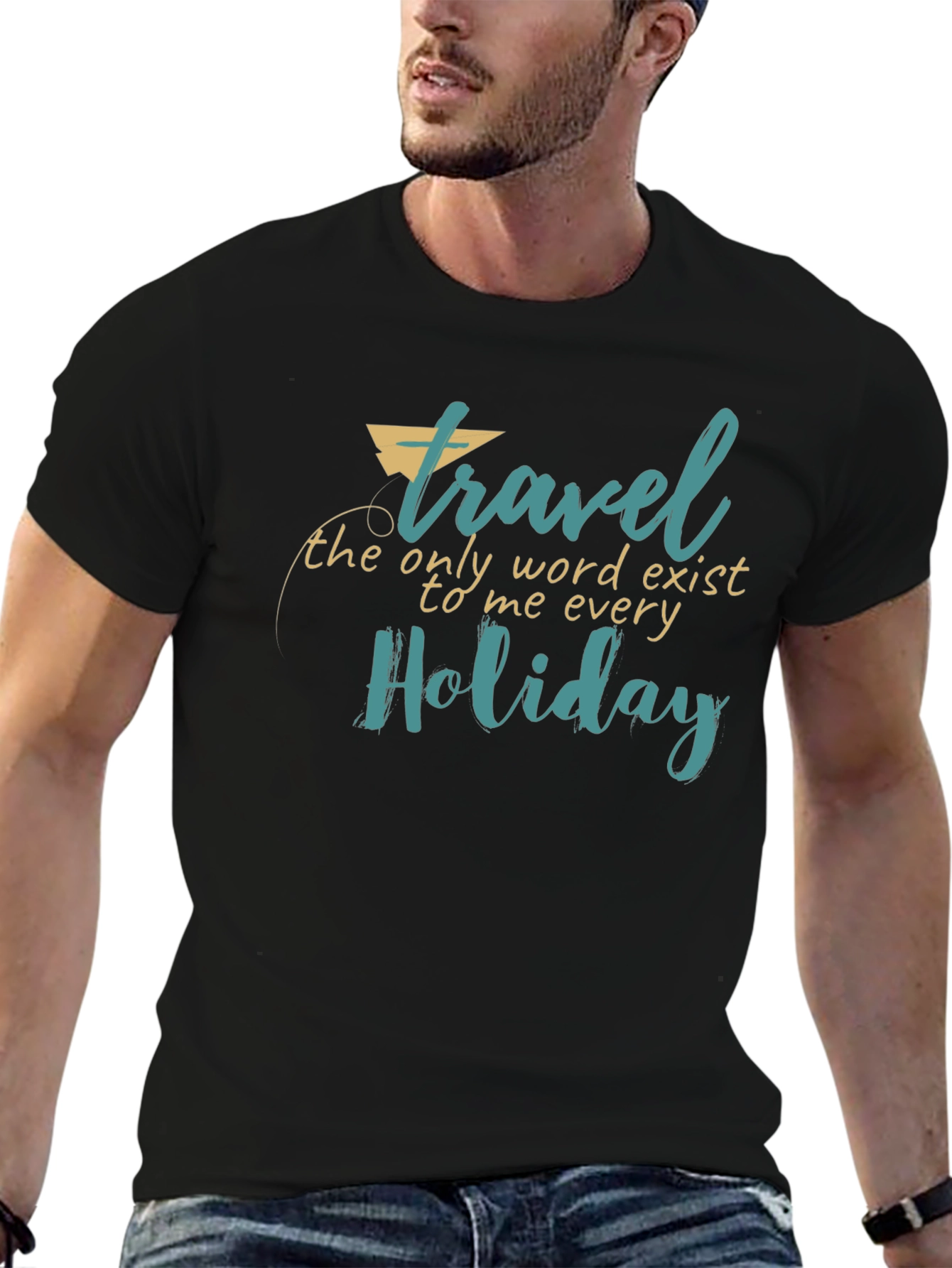 Black Travel Holiday Graphic Print Black T-Shirt view 6