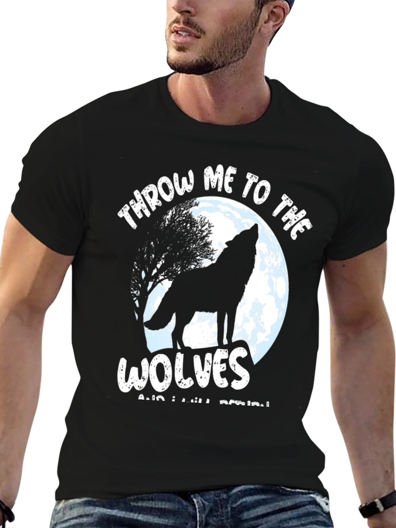 Black Throw Me To The Wolves Black T-Shirt view 6