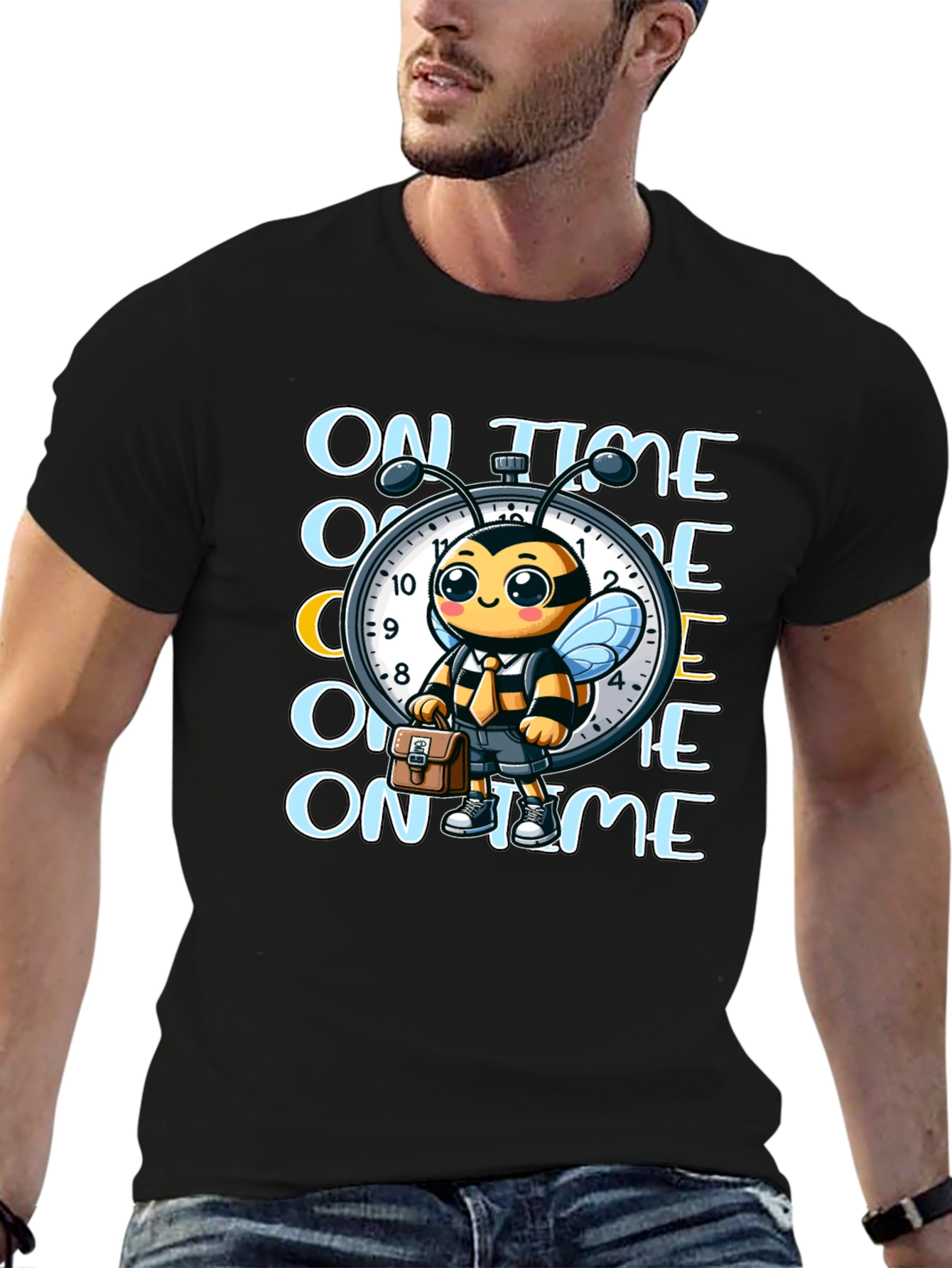 Black On Time Bee Graphic Tee view 6
