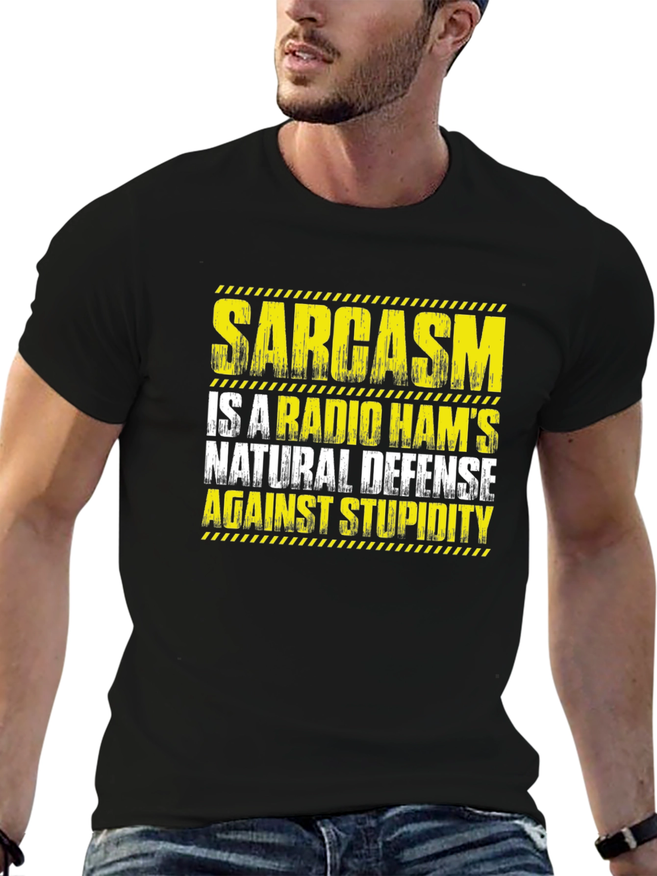 Black Sarcasm Radio Ham's Defense T-Shirt view 6