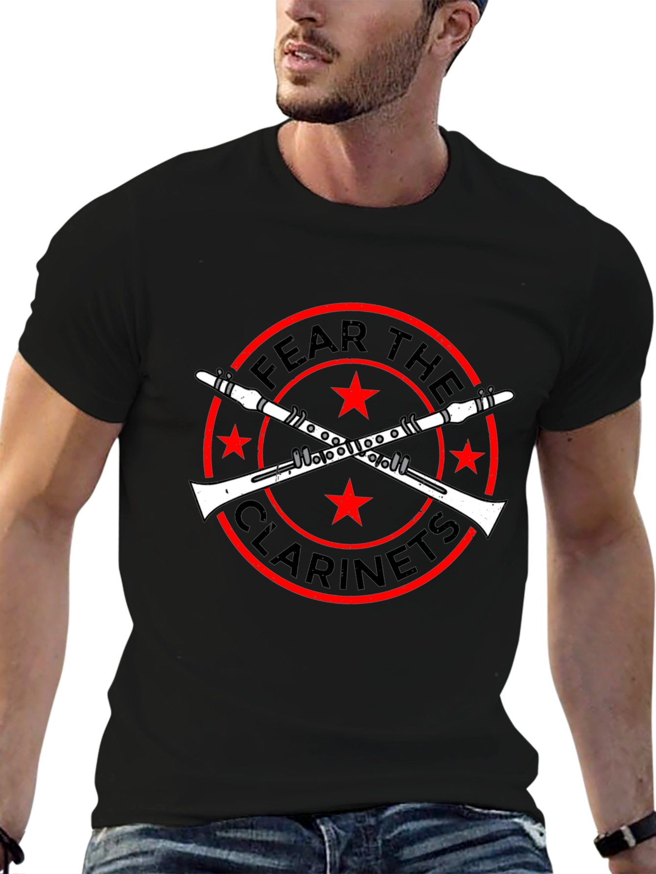 Black Fear The Clarinets Funny Music T-Shirt view 6