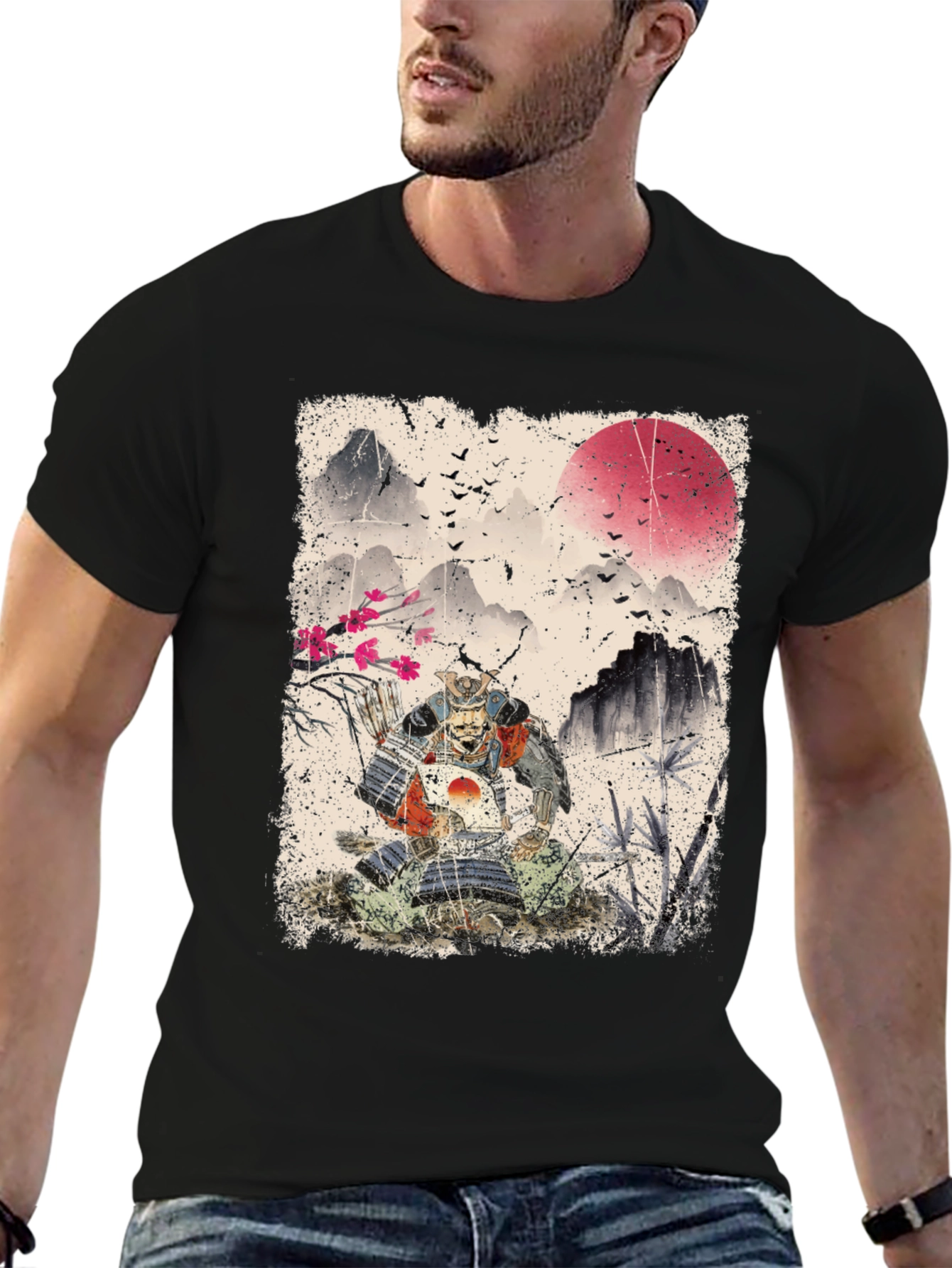 Black Samurai Warrior Graphic T-Shirt view 6
