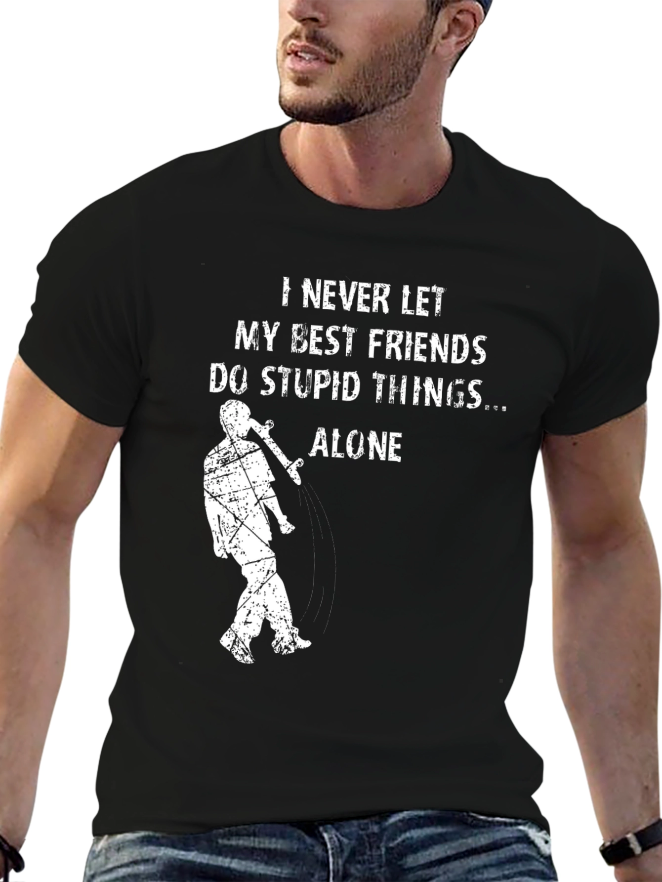 Black I Never Let My Best Friends Do Stupid Things Alone T-Shirt view 6