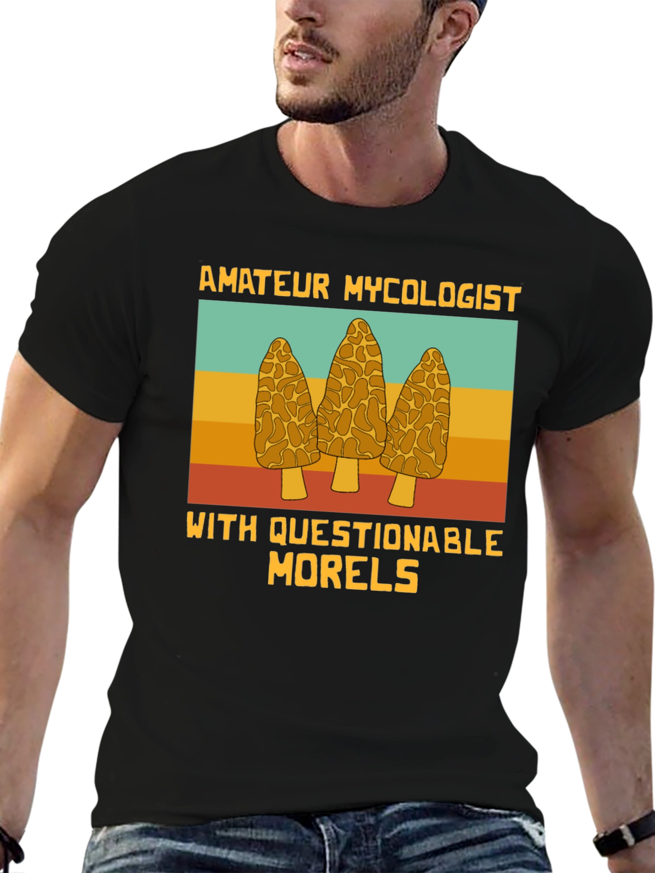 Black Amateur Mycologist Morels T-Shirt view 6