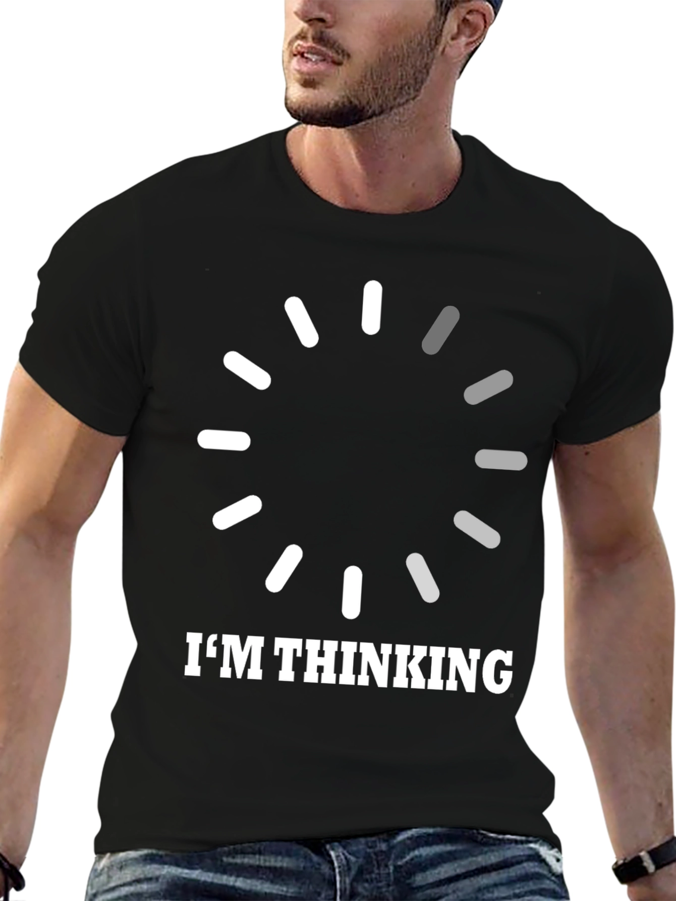 Black I'm Thinking Loading Circle Graphic T-Shirt view 6