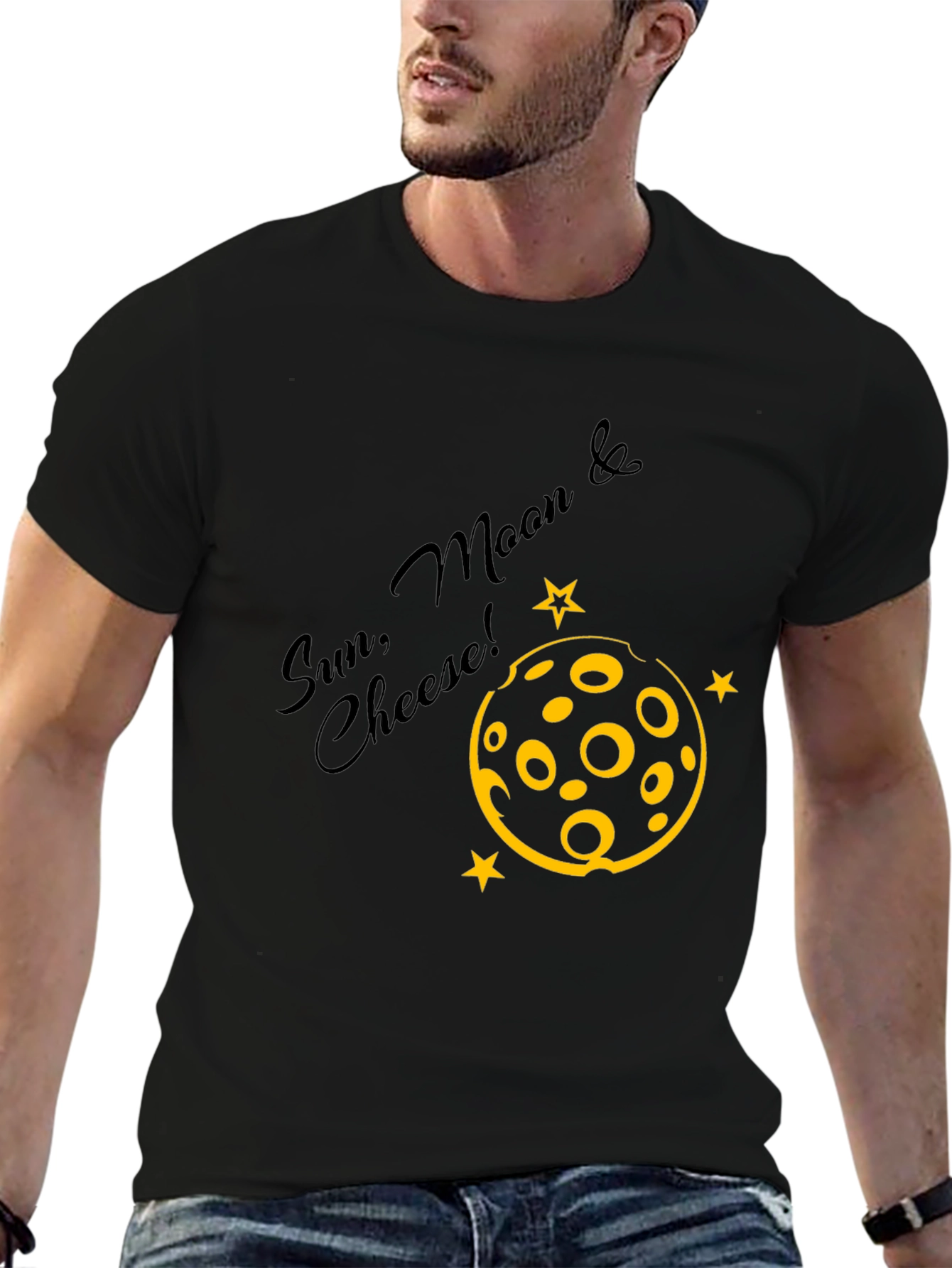 Black Sun, Moon & Cheese Black Graphic Tee view 6