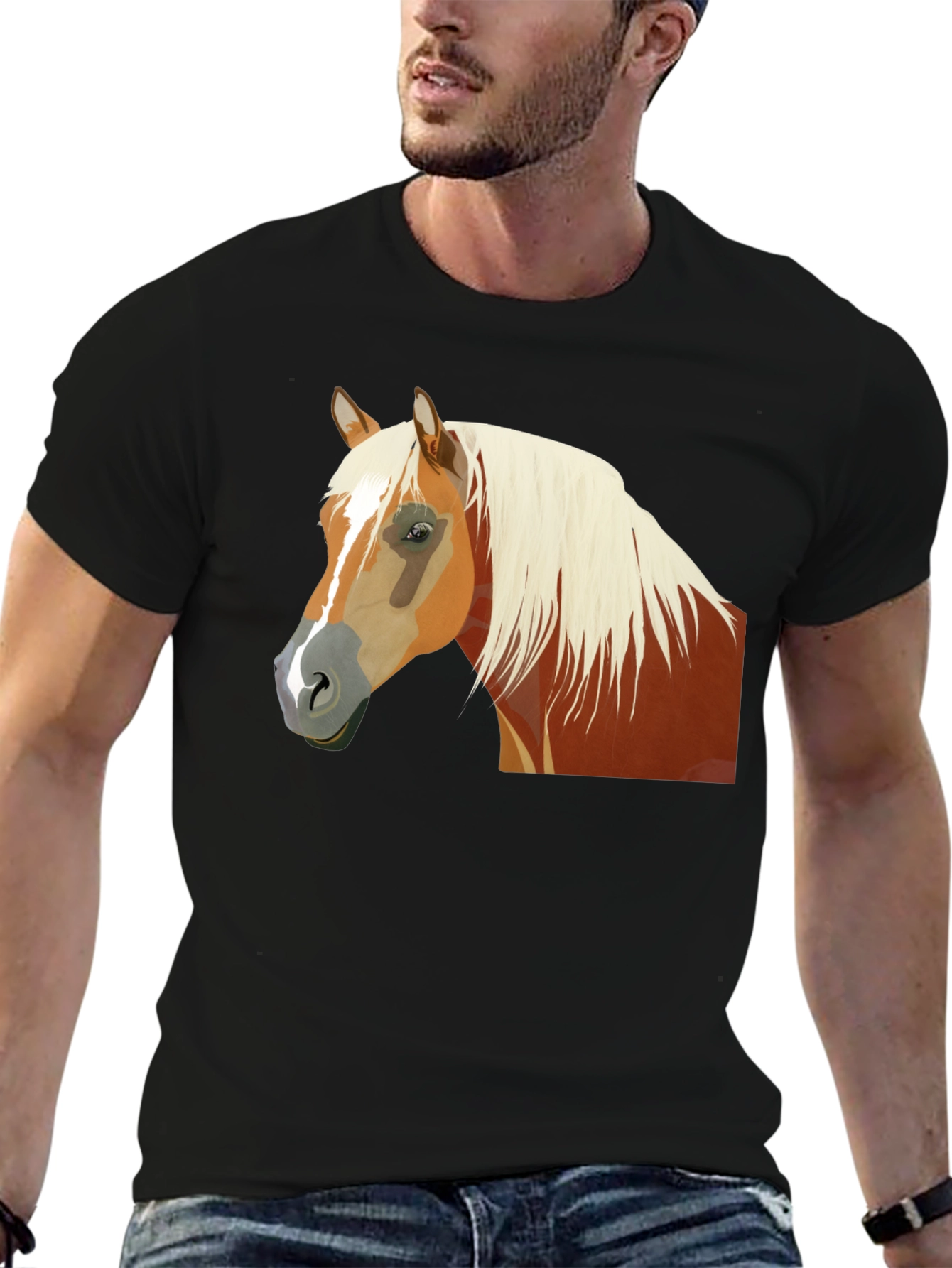 Black Horse Graphic Black Tee - Stylish & Unique view 6