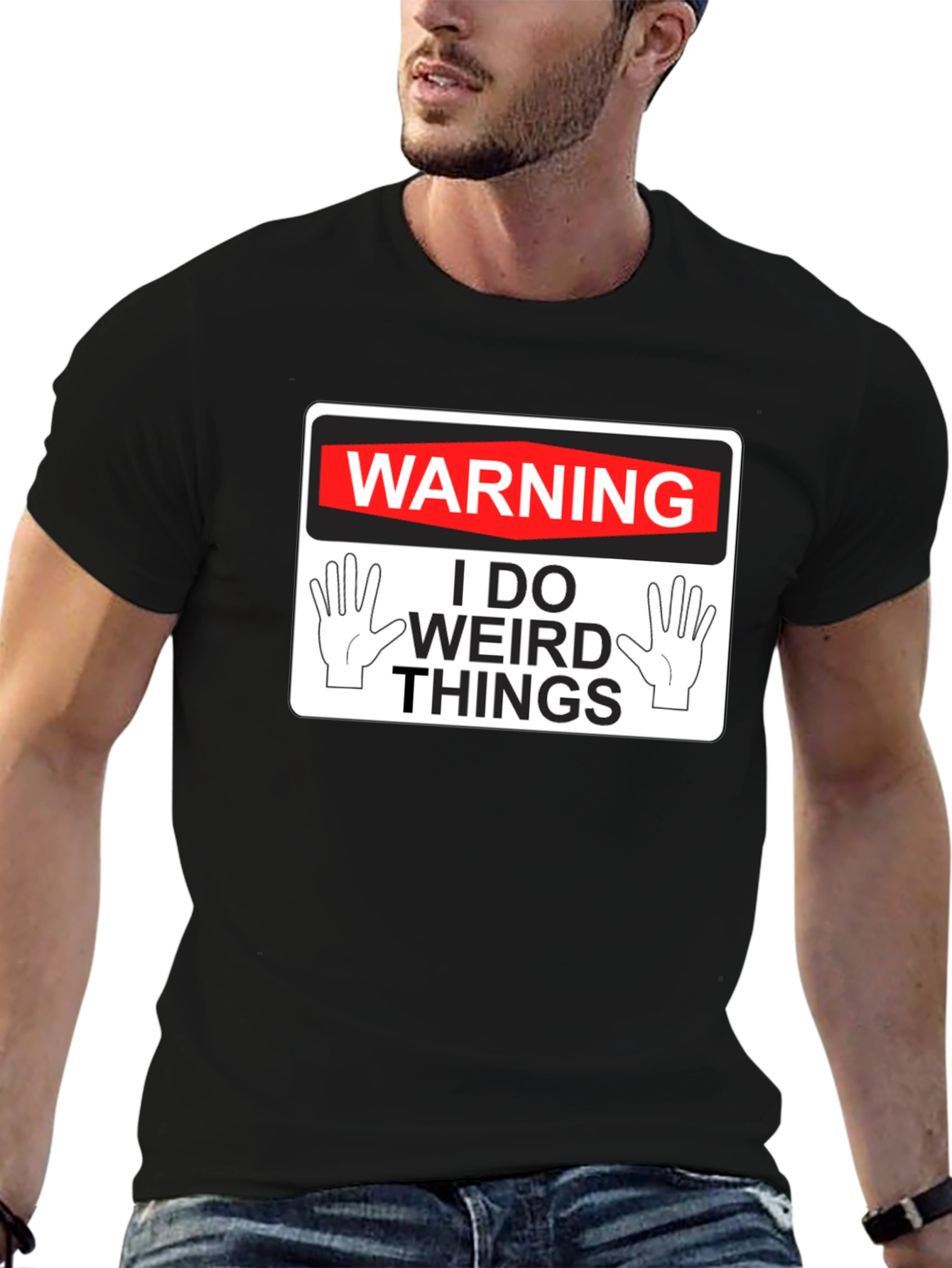 Black Warning: I Do Weird Things - Novelty Graphic T-Shirt view 6