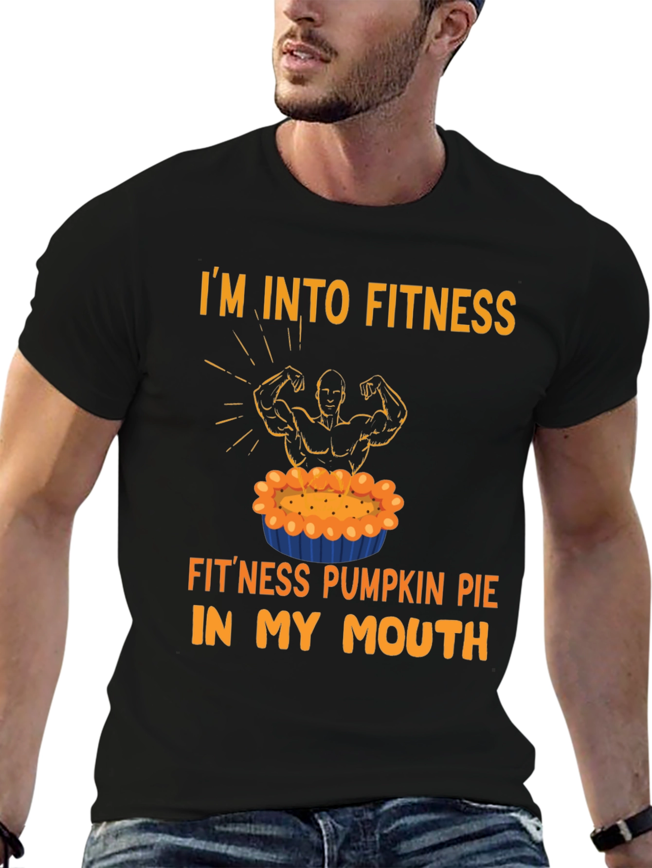 Black Fitness Pumpkin Pie T-Shirt view 6