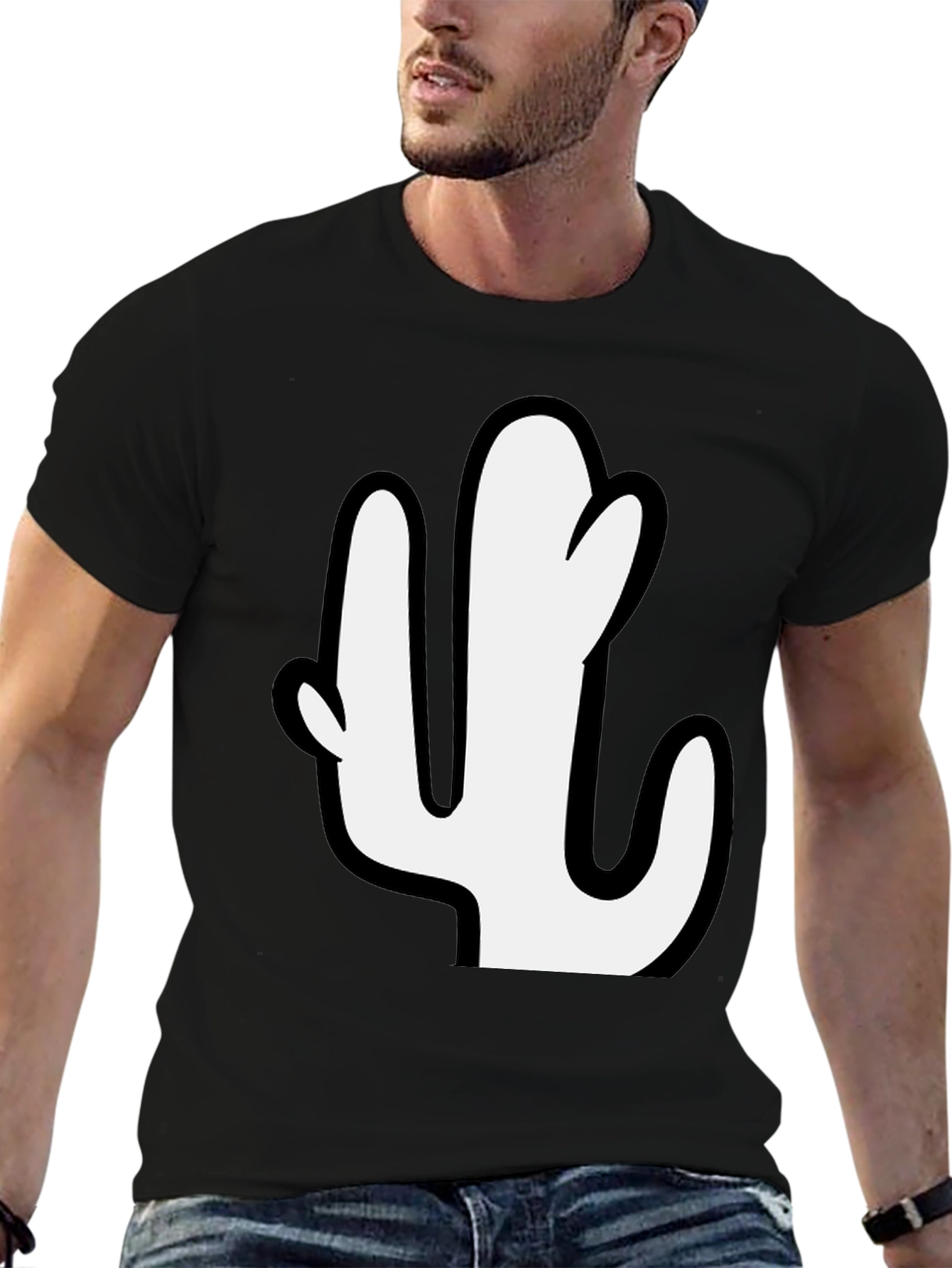 Black Cactus Graphic Print Tee - Casual Style view 6