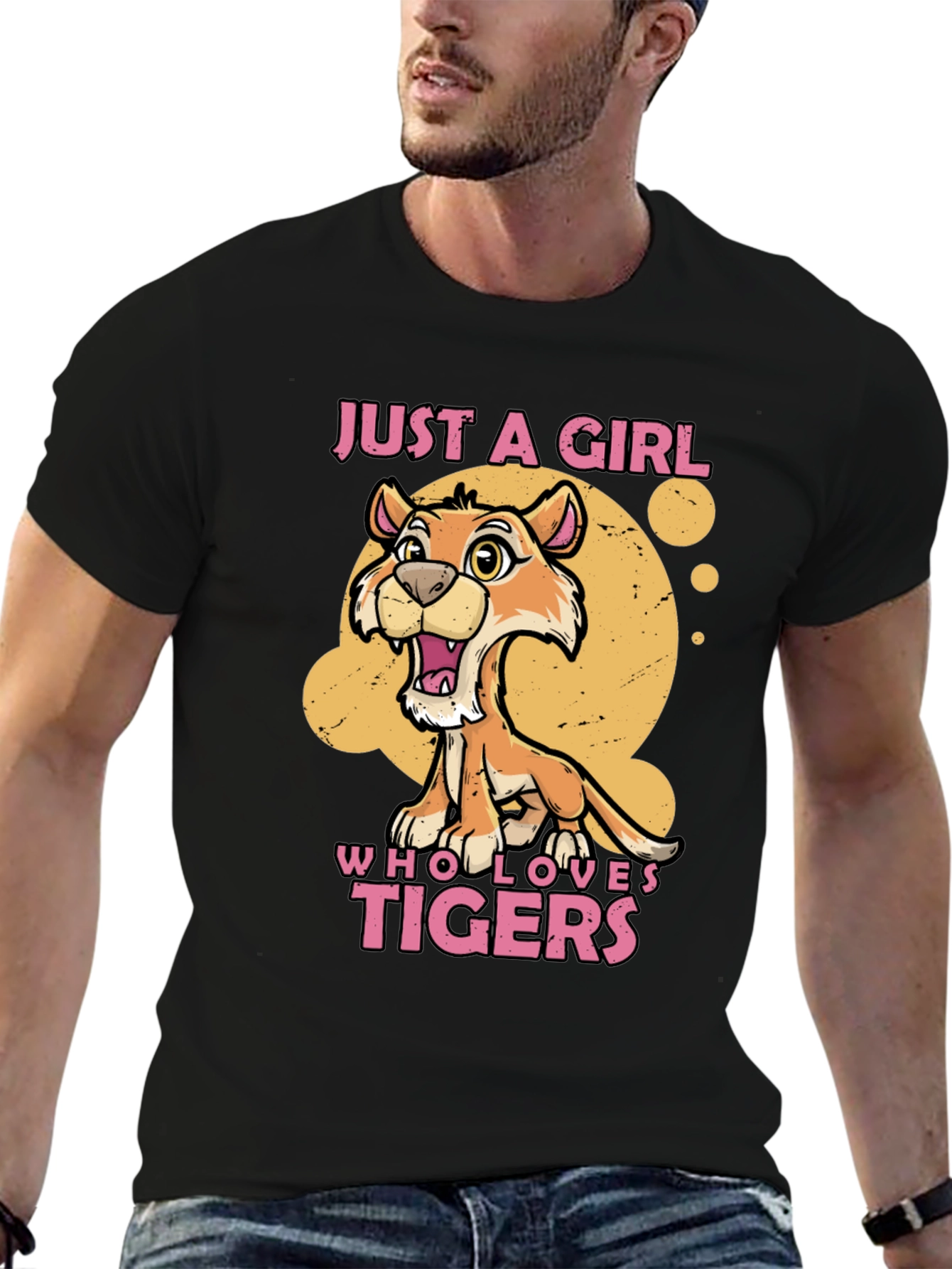 Black Just A Girl Who Loves Tigers T-Shirt view 6