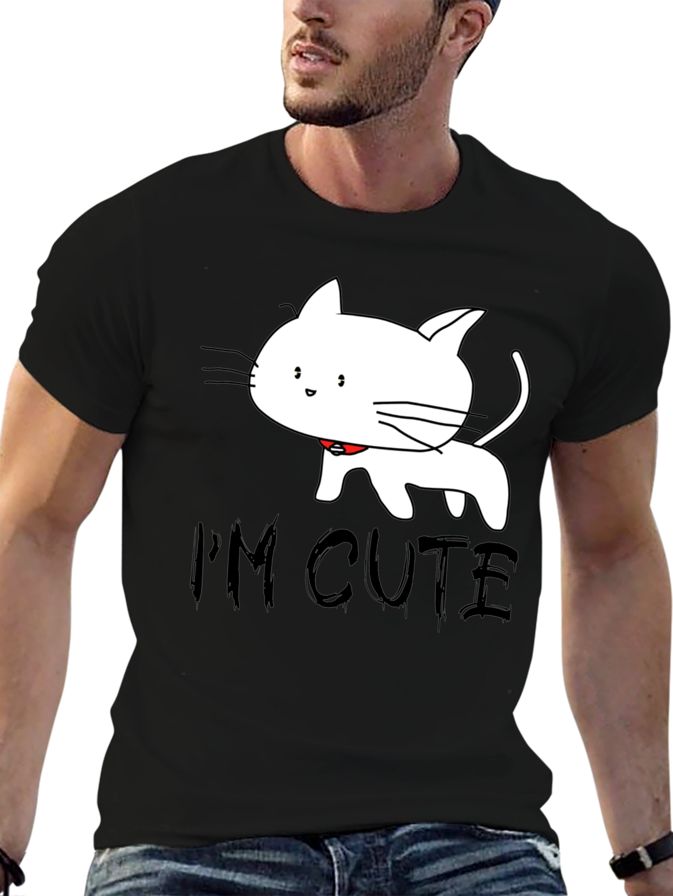 Black Cute Cat T-Shirt - I'm Cute view 6