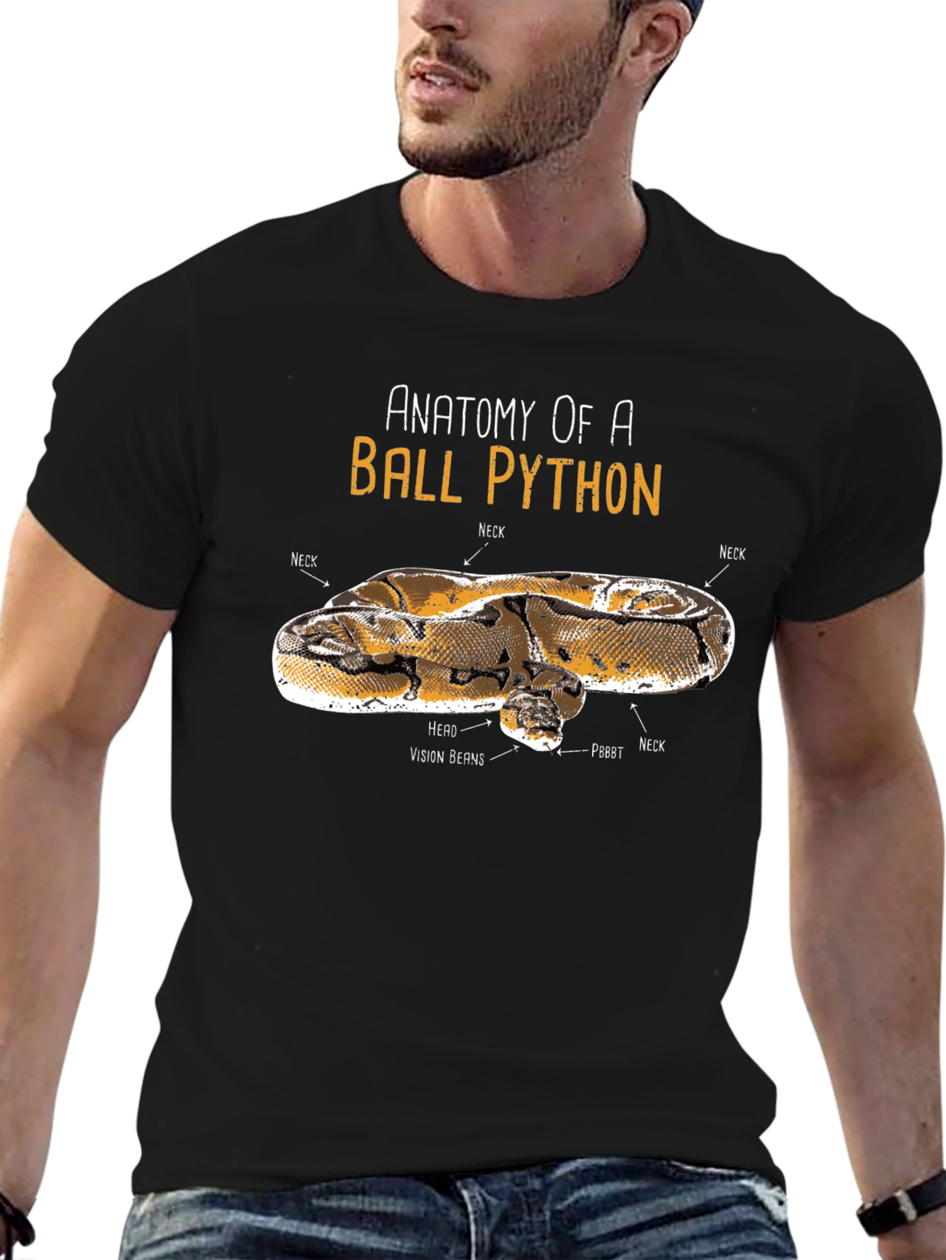 Black Anatomy of Ball Python Funny T-Shirt view 6