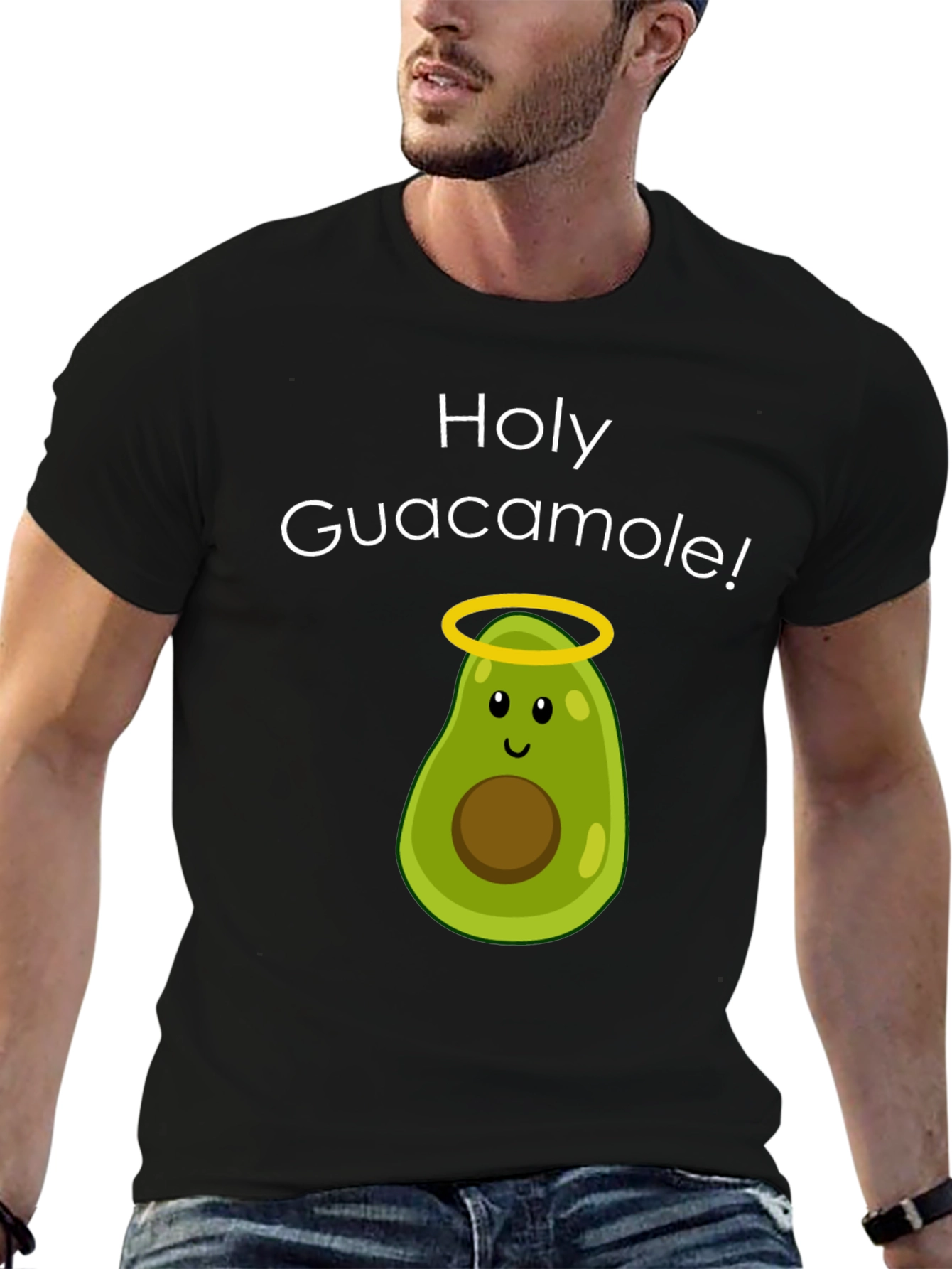 Black Holy Guacamole! Avocado T-Shirt - Funny Graphic Tee view 6