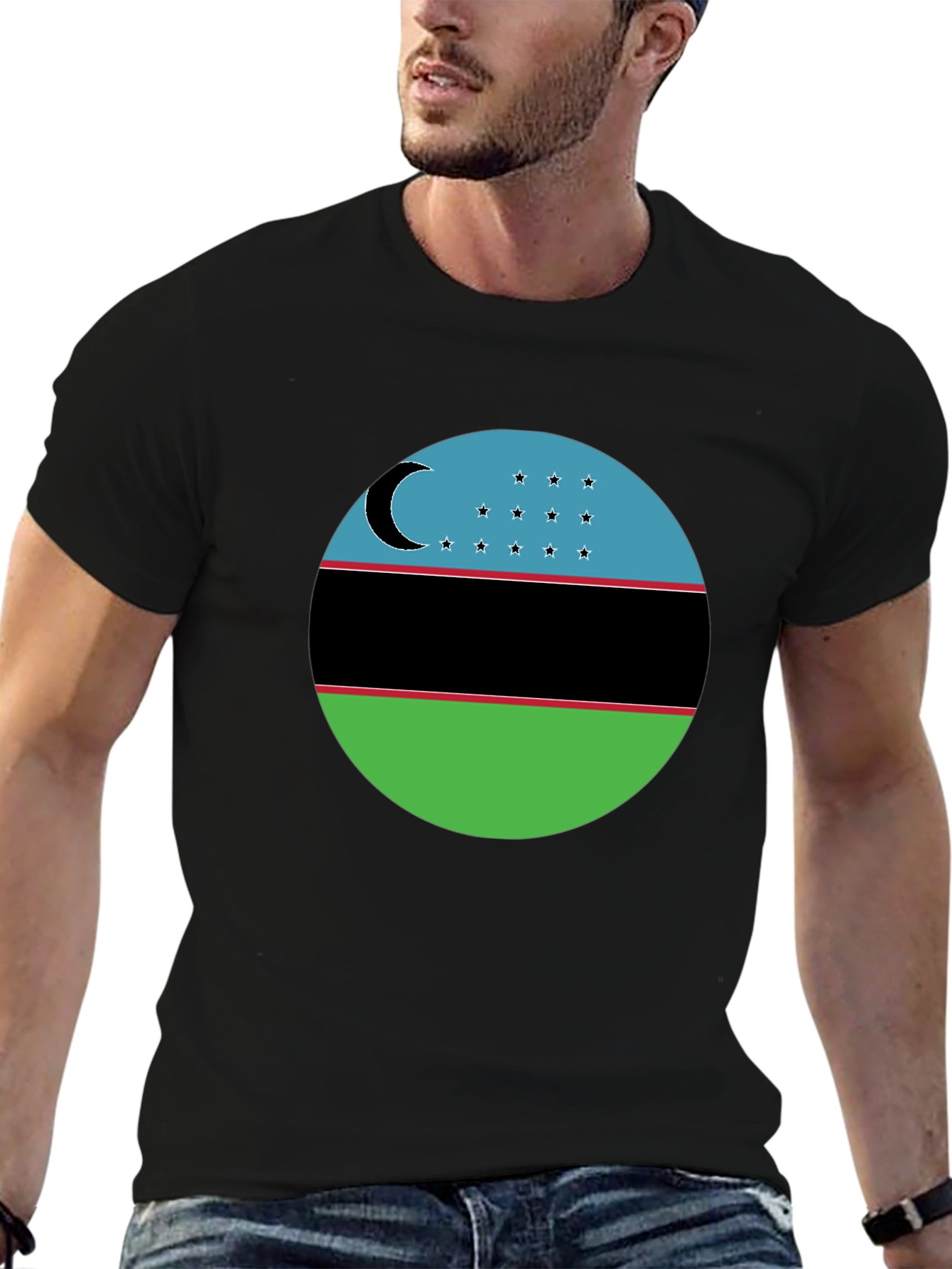 Black Uzbekistan Flag T-Shirt - Patriotic Pride Tee view 6