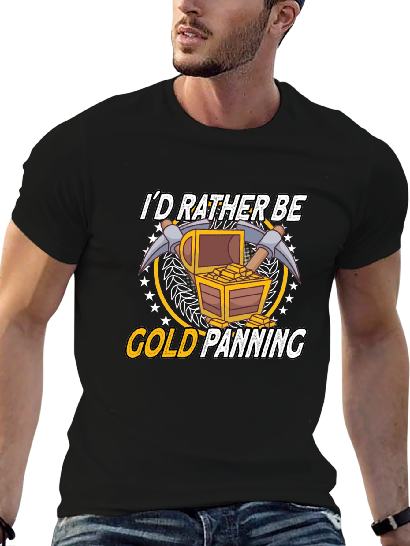 Black Gold Panning T-Shirt - Funny Miner Gift view 6