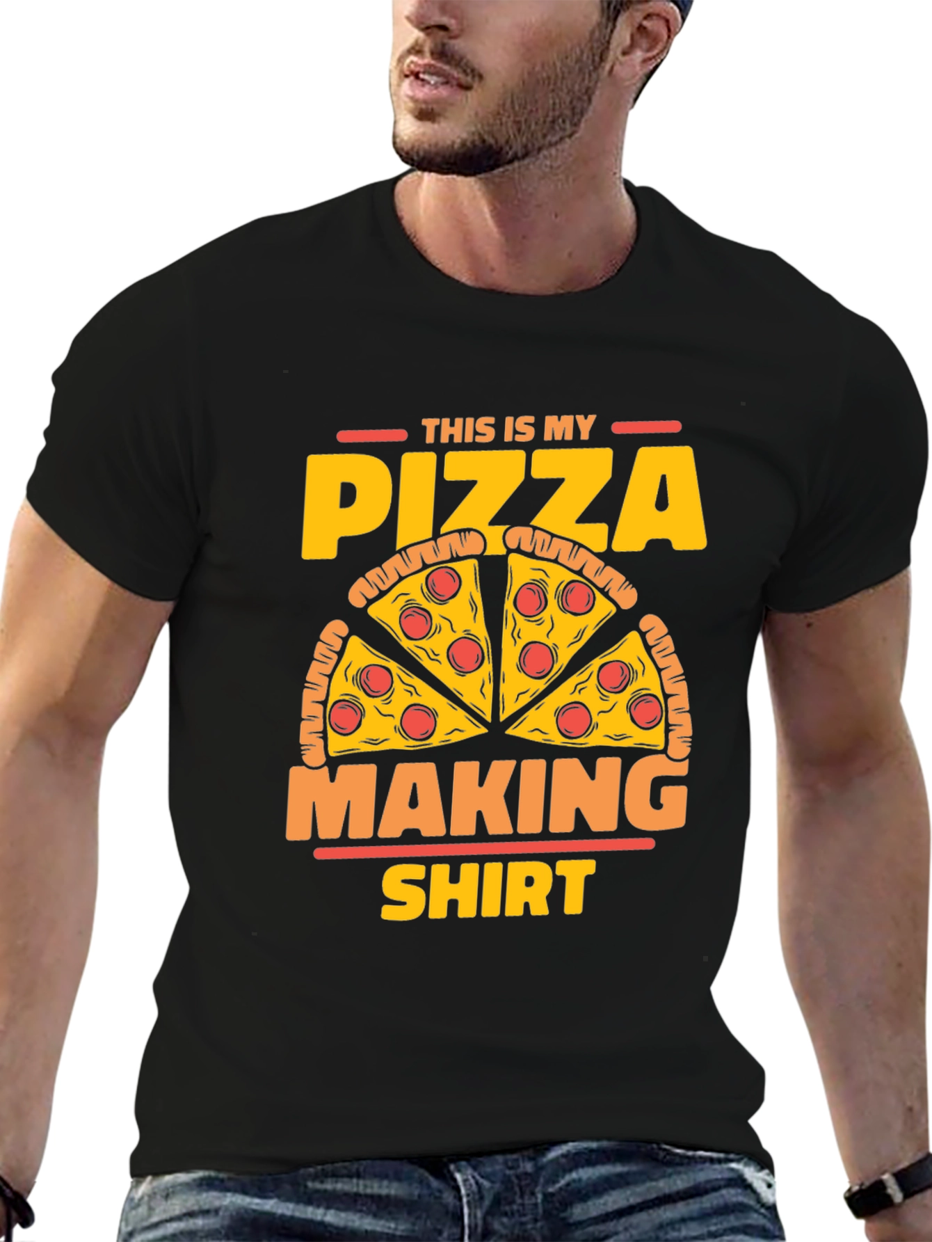 Black Pizza Making T-Shirt - Funny Graphic Tee view 6