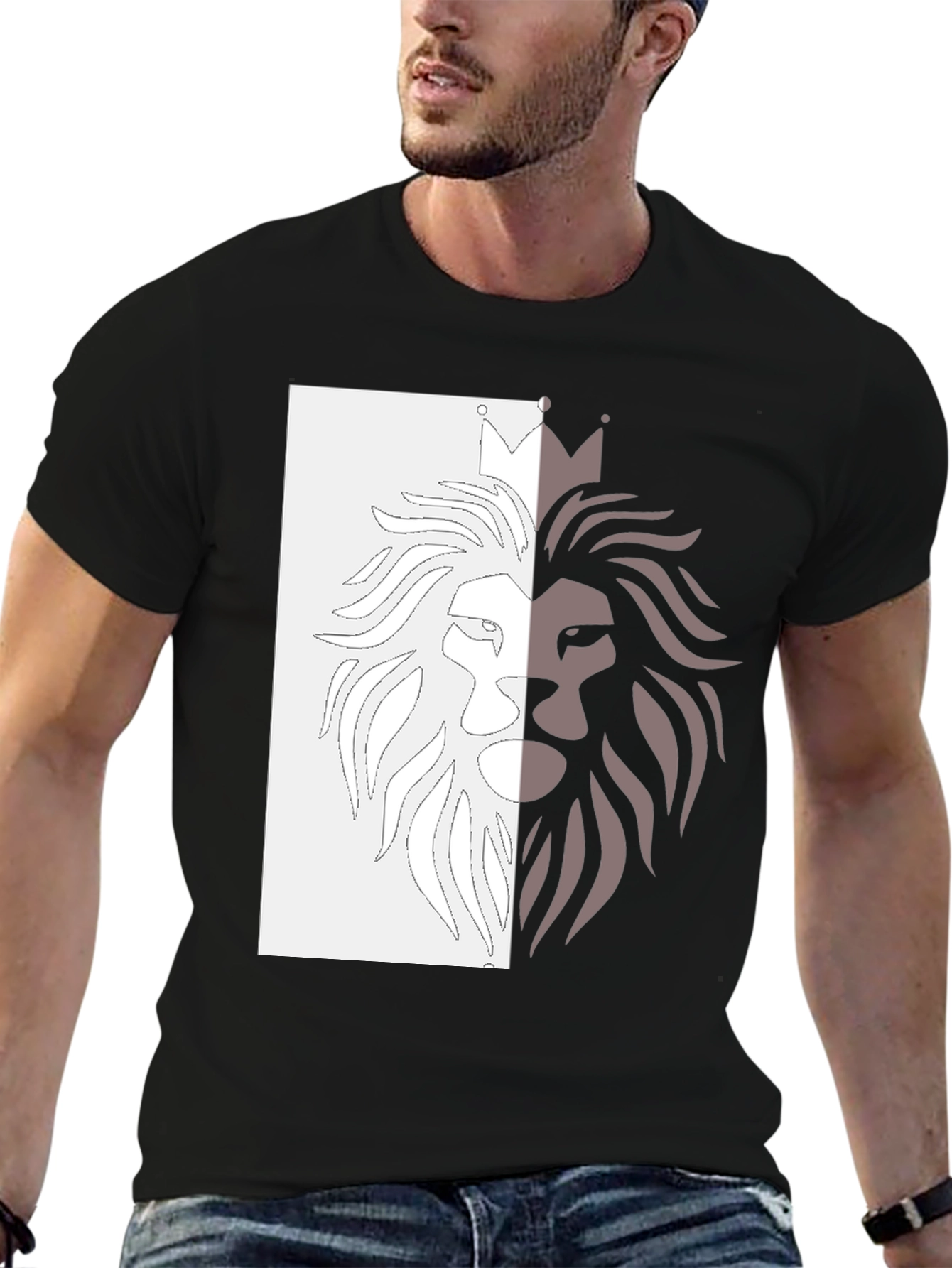 Black Lion King Graphic Tee - Black Cotton Casual T-Shirt view 6
