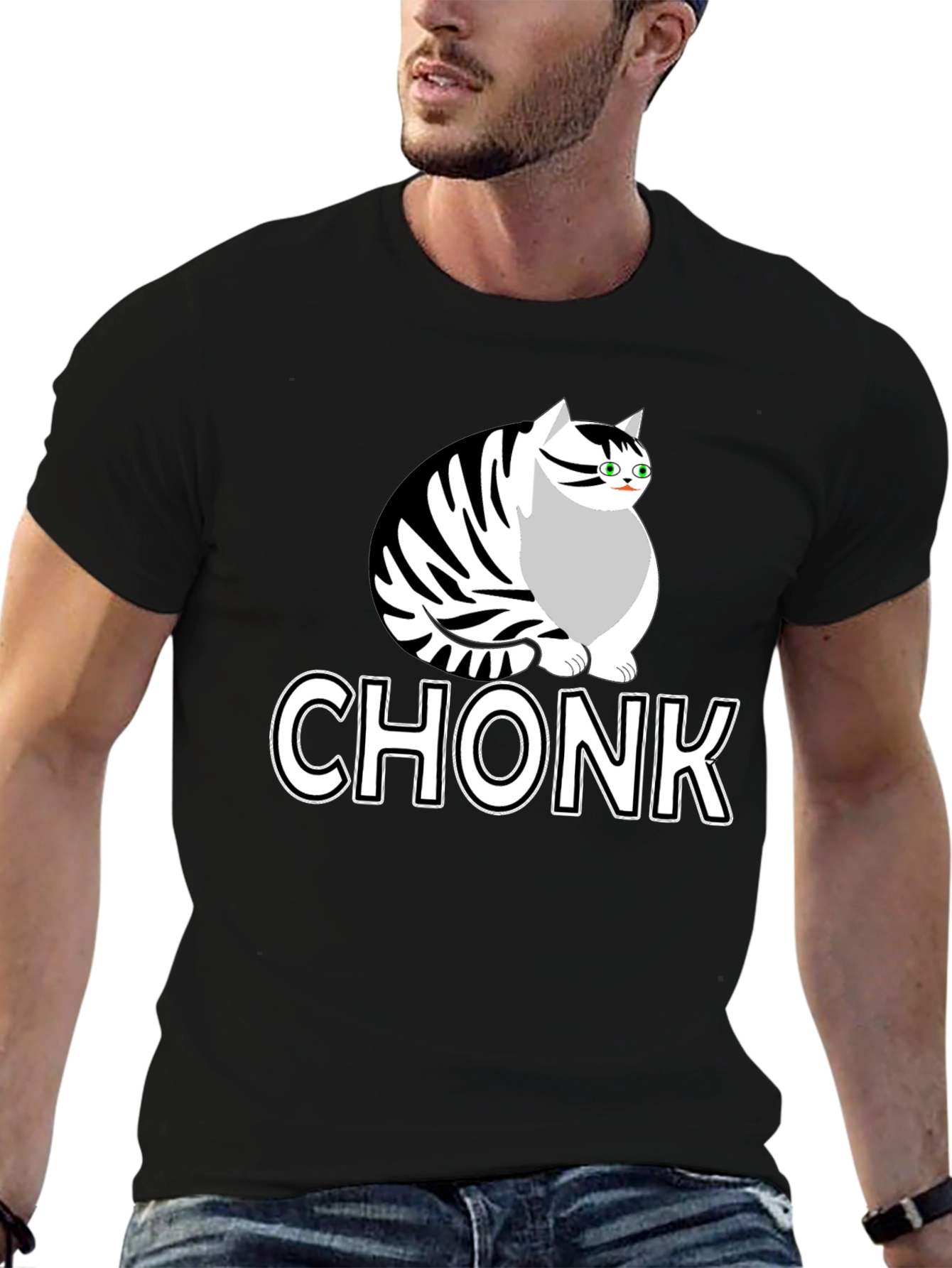 Black Chonk Cat Graphic T-Shirt - Funny Cat Lover Tee view 6