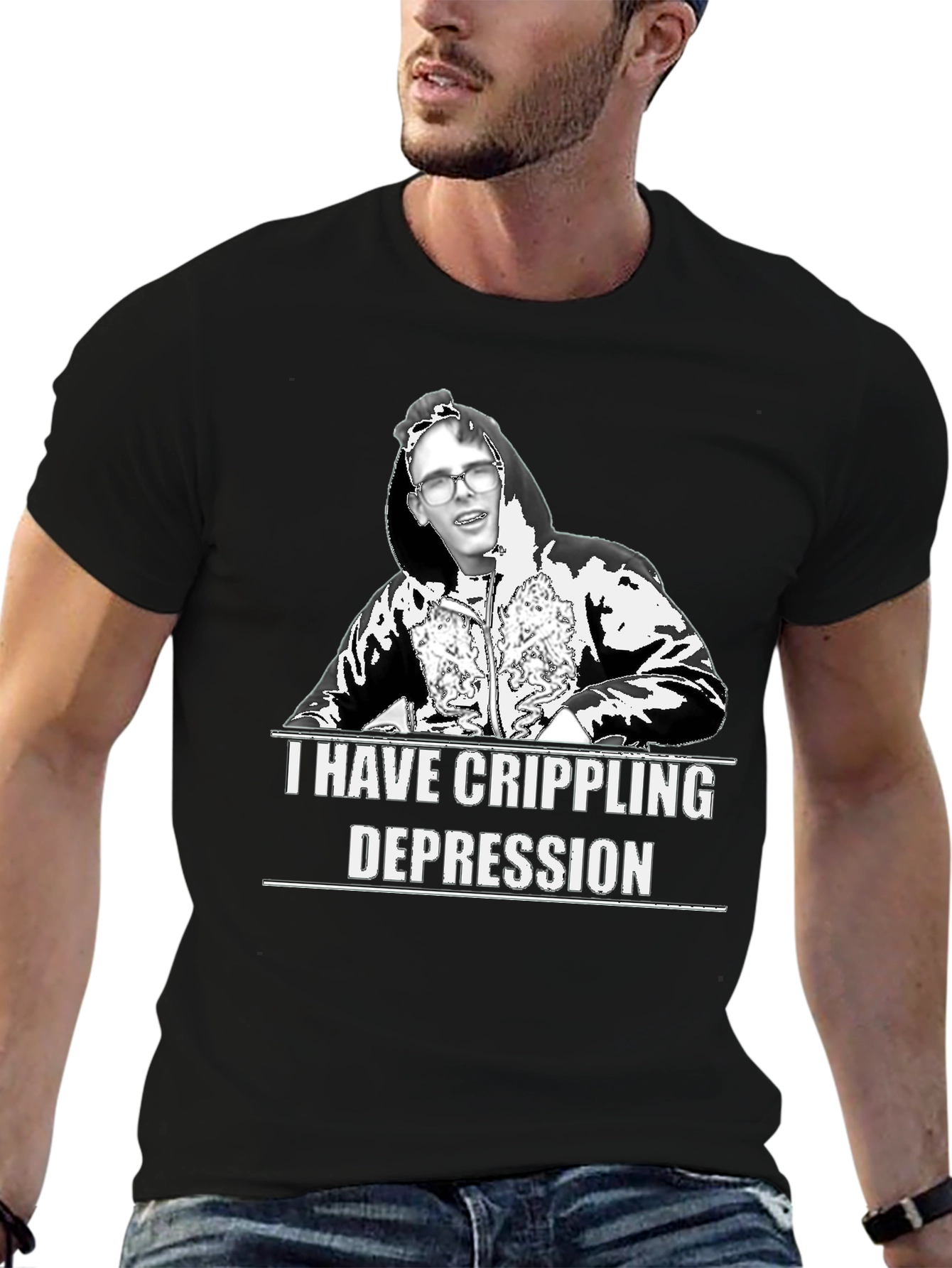 Black Crippling Depression Graphic Tee view 6