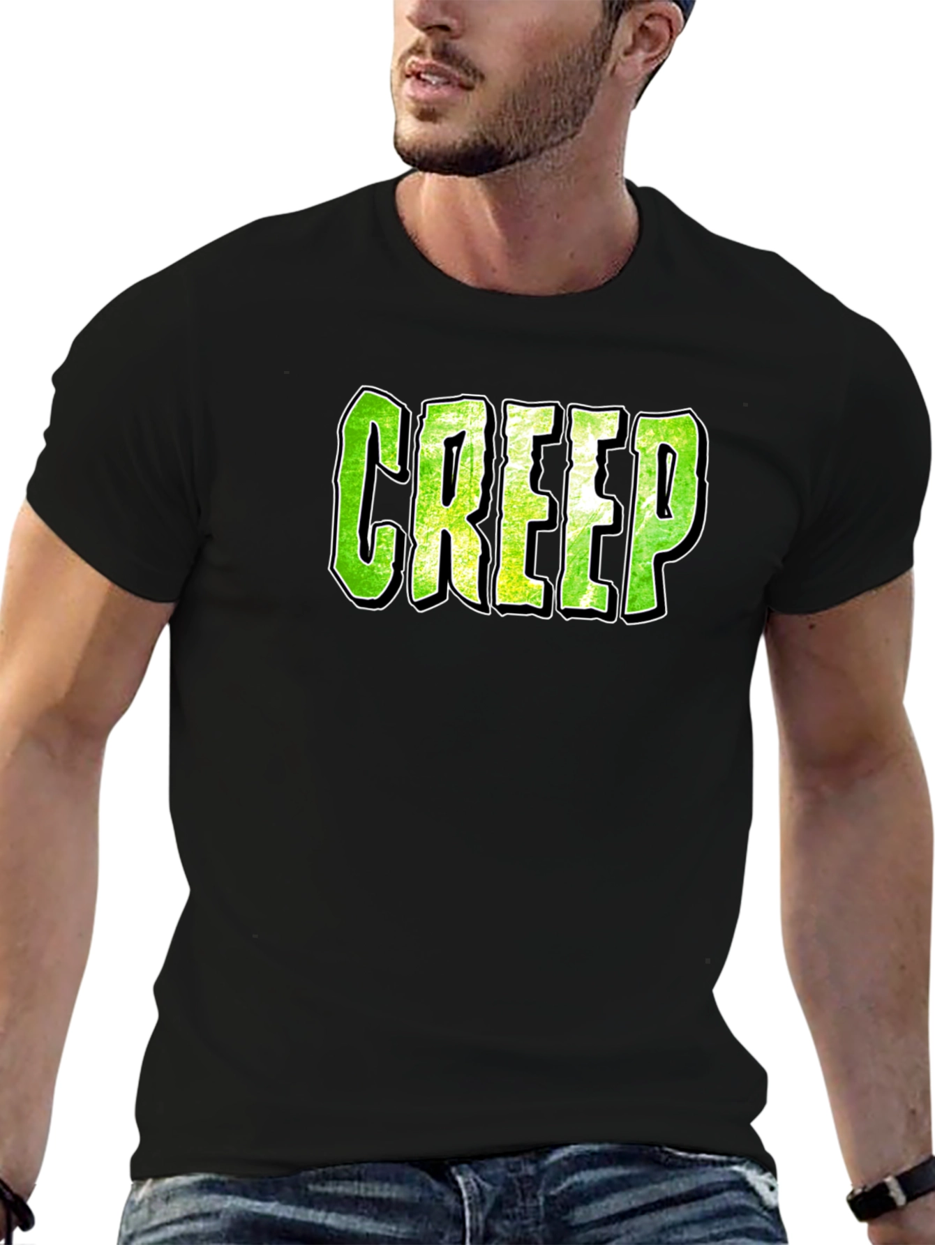 Black Creep Graphic Print Black T-Shirt view 6