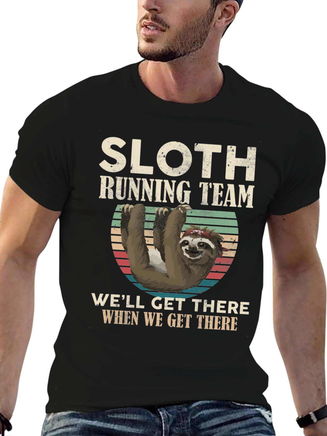 Black Sloth Running Team T-Shirt - Funny & Comfortable view 6