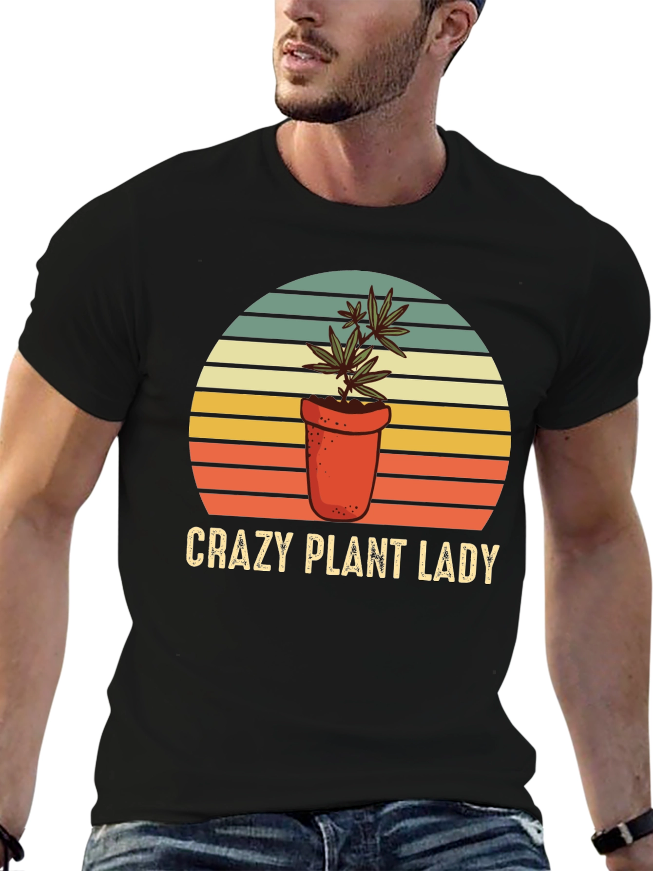 Black Crazy Plant Lady T-Shirt - Novelty Tee view 6