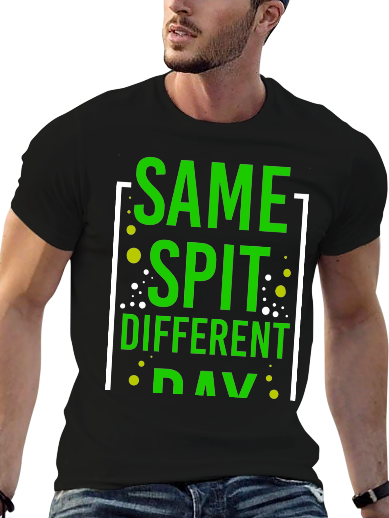 Black Same Spit Different Day Funny Graphic T-Shirt view 6