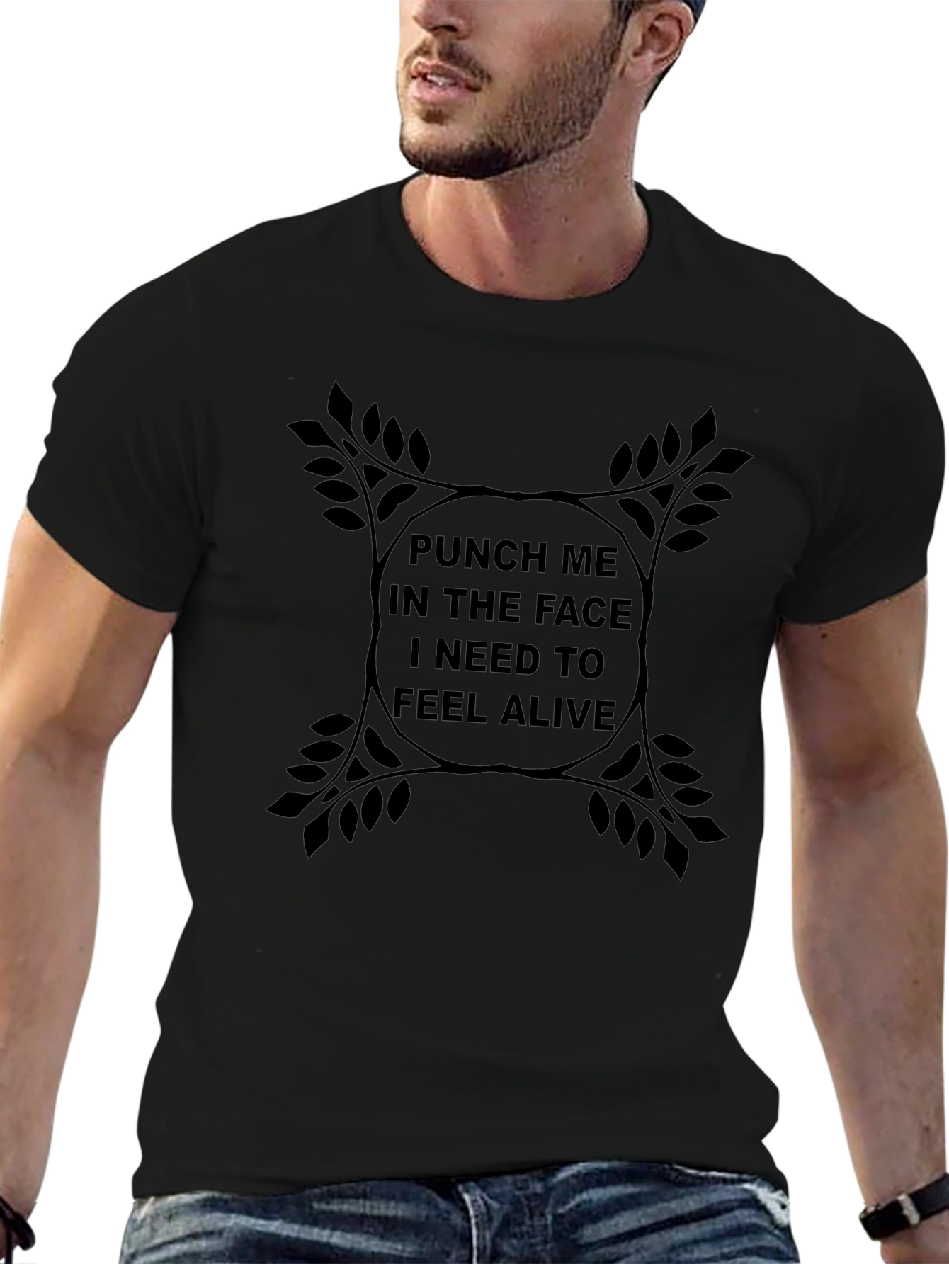 Black Punch Me Tee - Edgy Black Graphic T-Shirt view 6
